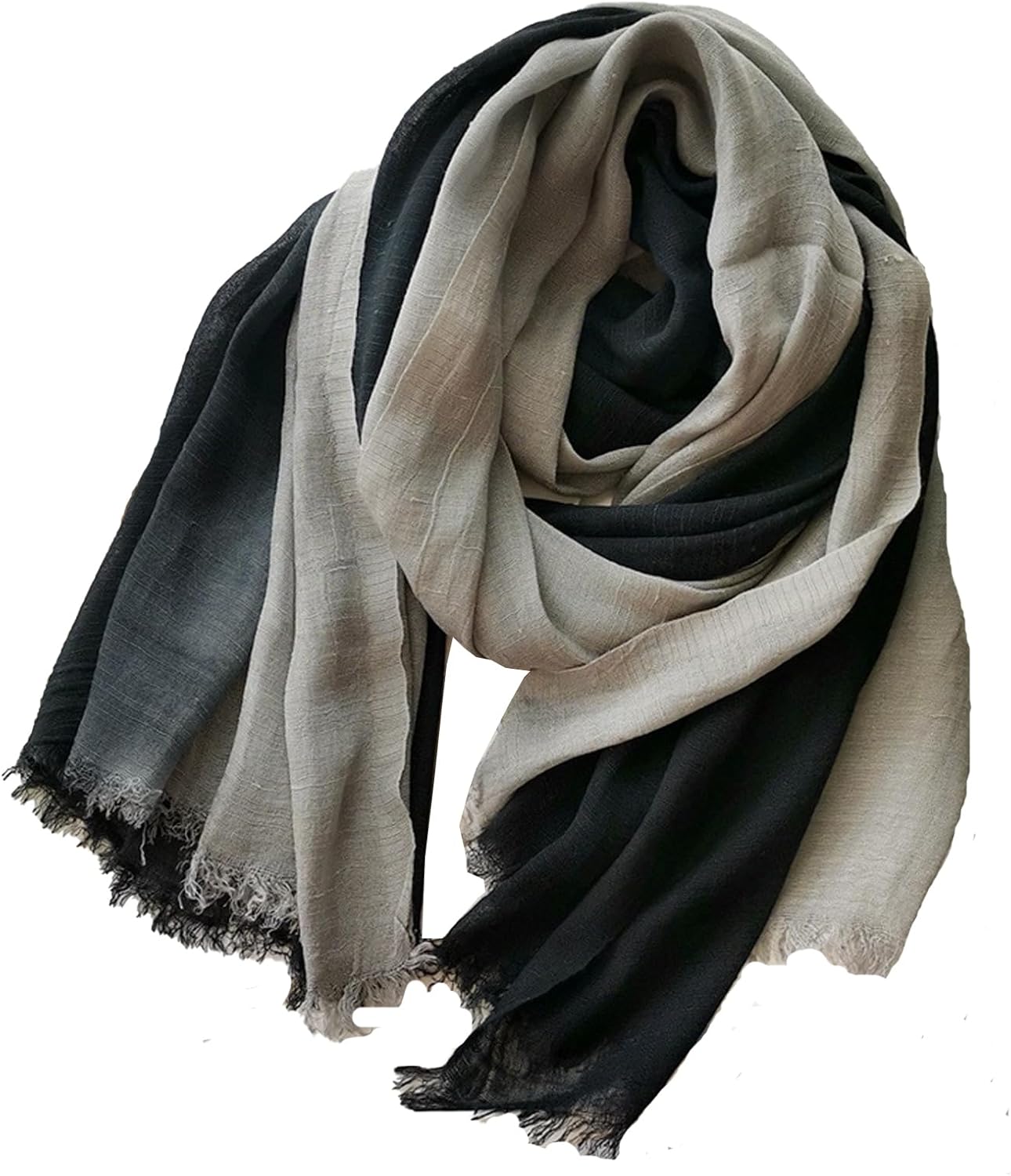 Cotton Linen Fashion Scarf,Gradient Two-tone Four Season Scarf Shawl Beach Gauze,Long Lightweight Travel scarf 75"×35"