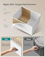 Vista 5 de SONGMICS Cómoda para dormitorio, cómoda, acero, MDF, 5 cajones de tela no tejida, unidad organizadora de almacenamiento, armario, entrada, blanco