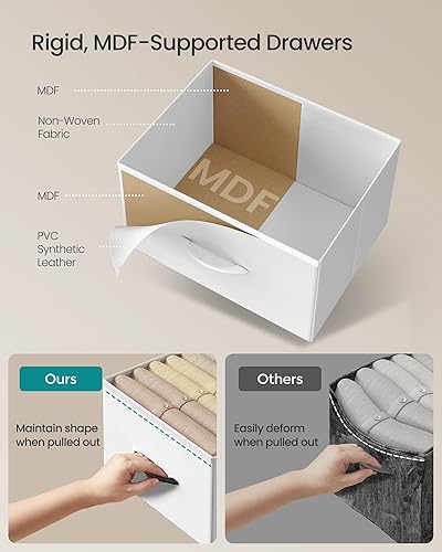 Miniatura 5 de SONGMICS Dresser for Bedroom, Chest of Drawers, Steel, MDF, 5 Non-Woven Fabric Drawers, Storage Organizer Unit, Closet, Entryway, Cloud White and