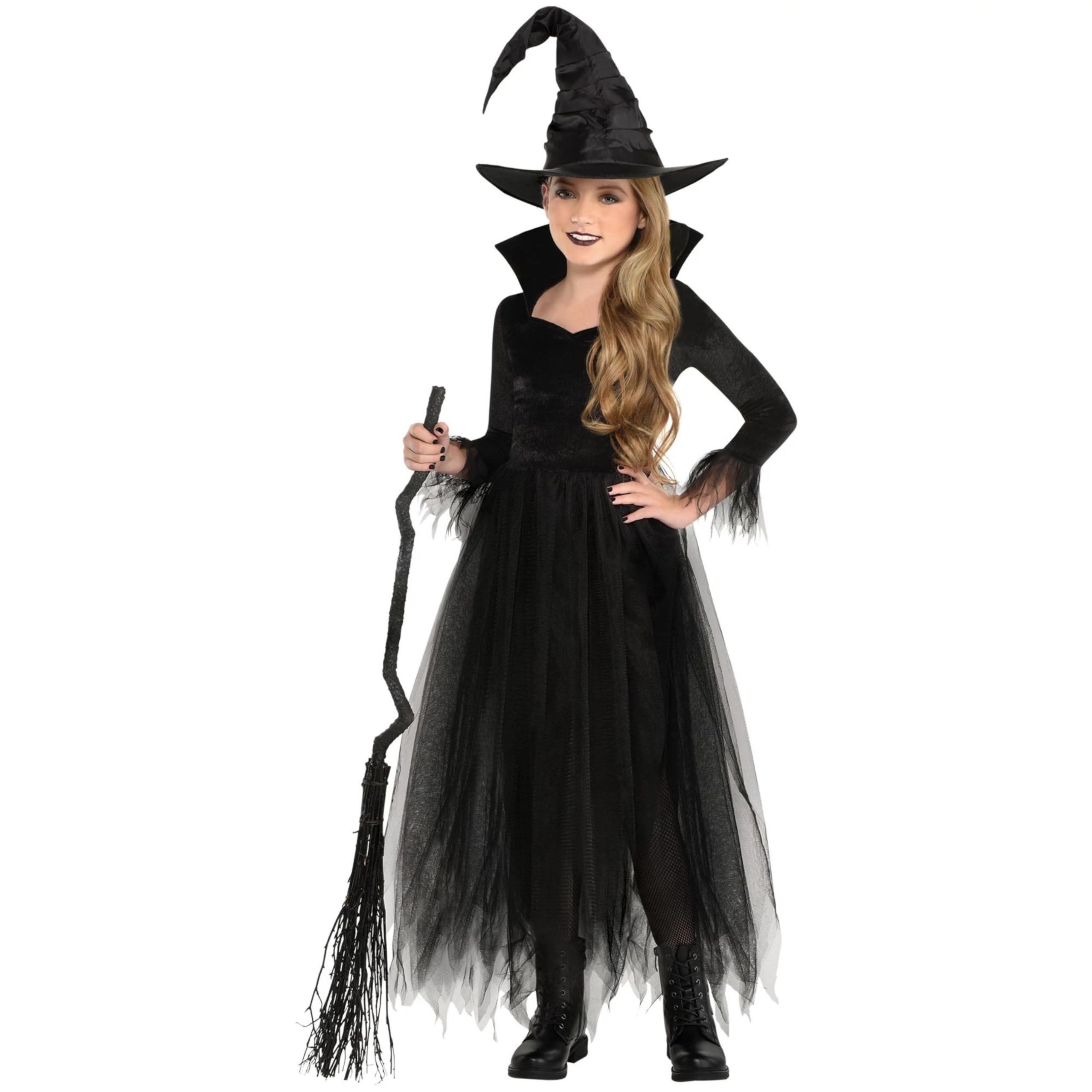 Enchanted Witch Costume Set - Deluxe Black Polyester, Satin & Lace - Unique & Adorable Outfit for Halloween & Magical Moments
