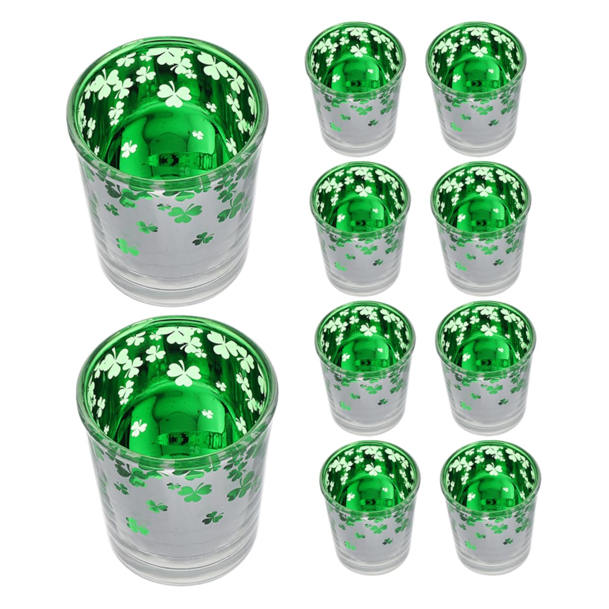 Mobestech 12pièces Bougeoirs Verre Vert Motif pour Saint-Patrick Décoration De Table pour Mariage Et Dîners Intérieurs