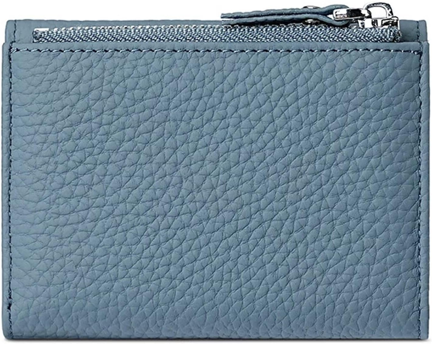 Mudono Women’s Wallet Small Genuine Leather Credit Card Holder RFID Blocking Tri-Fold Wallet With ID Window and Zipper Pocket