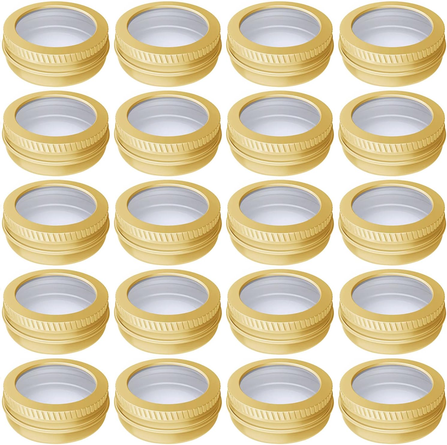 1 Ounce Aluminum Tin Jar Refillable Containers 30ml Aluminum Screw Lid Round Tin Container Bottle for Cosmetic, Lip Balm, Cream, 20 Pcs Gold