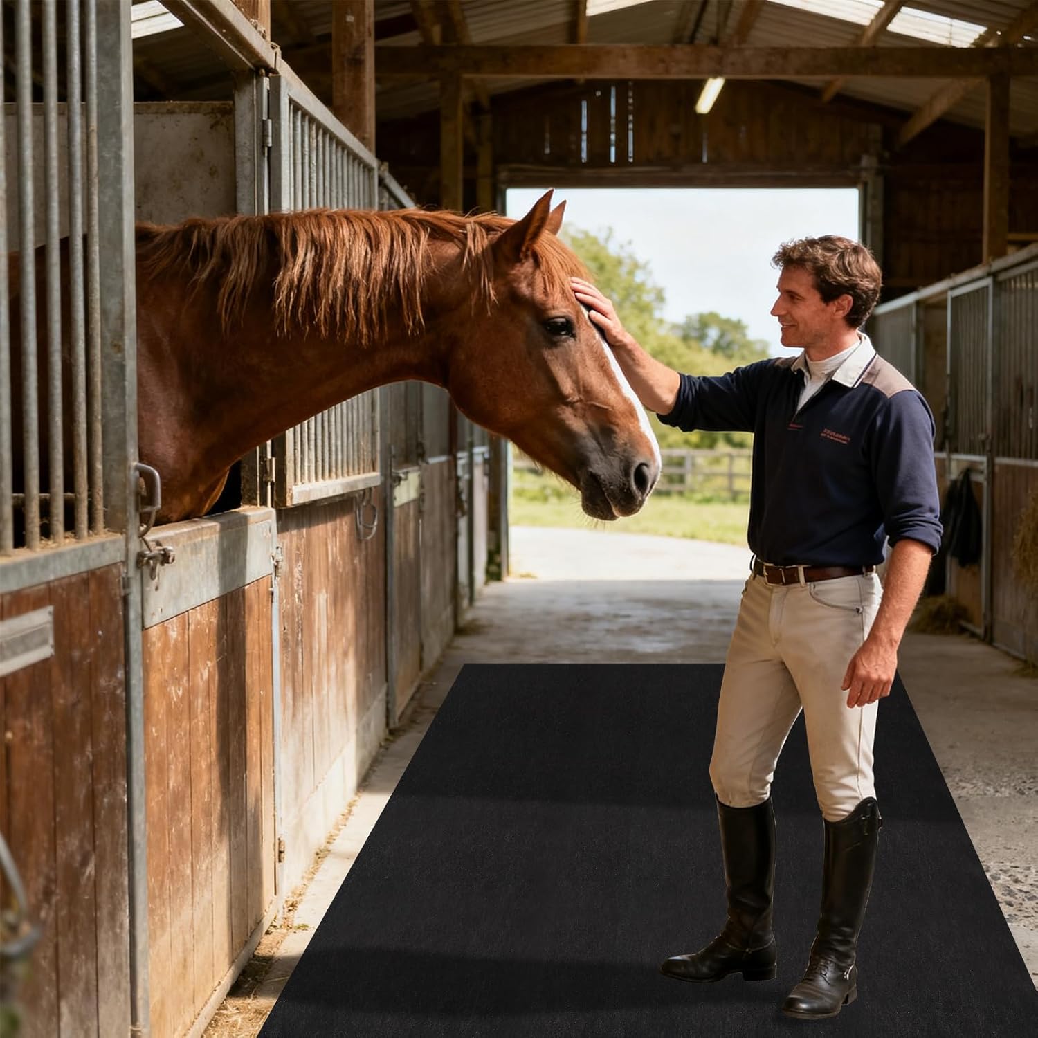 4x6 Ft Horse Stall Mat, Stable Mats for Horses with Shock Absorption & Cushioning Waterproof Non-Slip Flooring, Easy to Clean Mat for Stalls Farm Cattle Sheep Pig Shed Livestock Barn