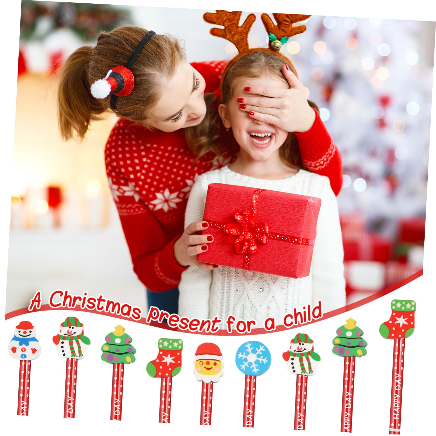 NUOBESTY 5 Set Set Di Matite in Gomma Natalizie Olowek Z Gumka Regalini Compleanno Gomme Da Cancellare Matite Natalizie Sfuse Per Matita Per Di Natale 36 Pezzi*5