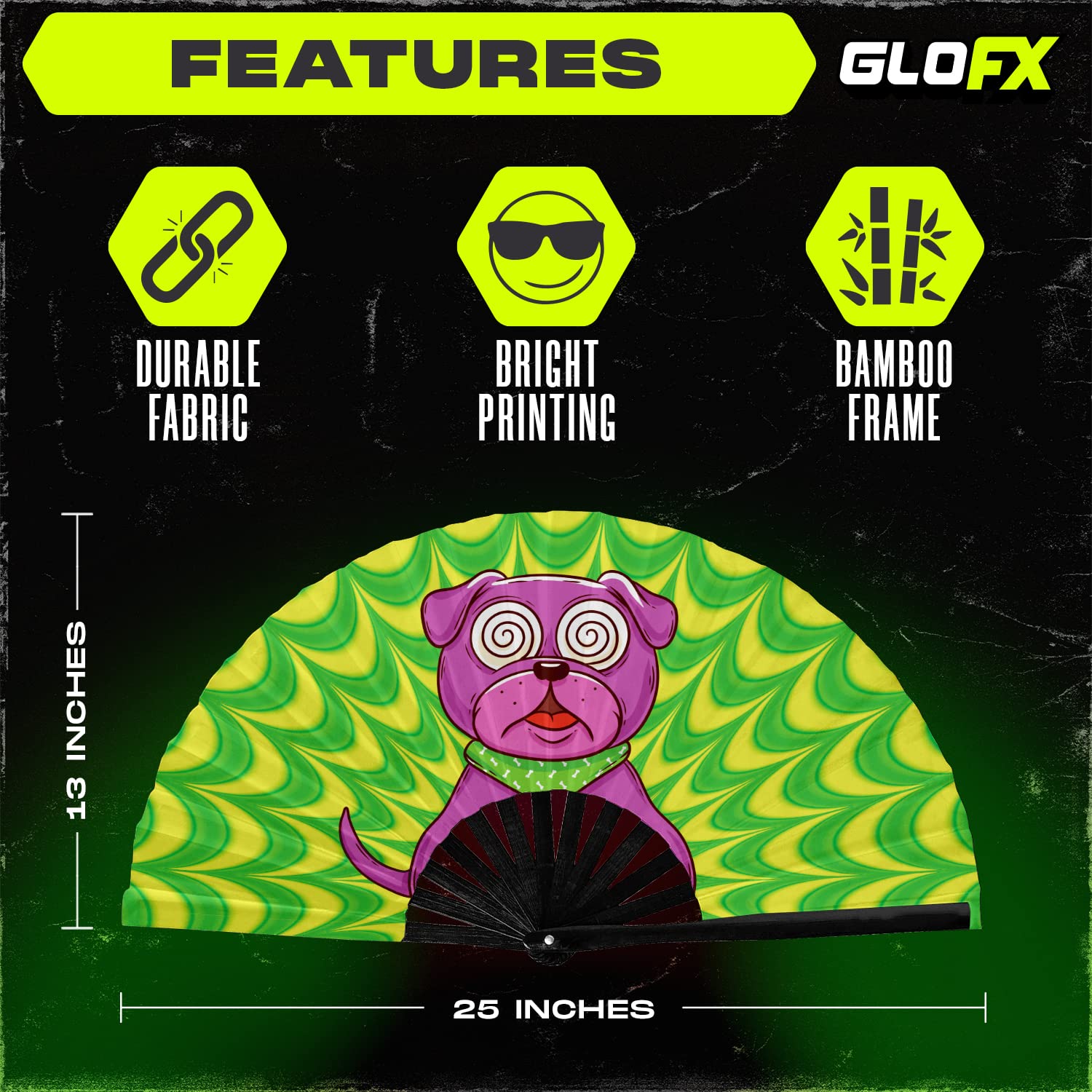Amazon.com: GloFX Rave Trippy Doggy Large Folding Fan - Music