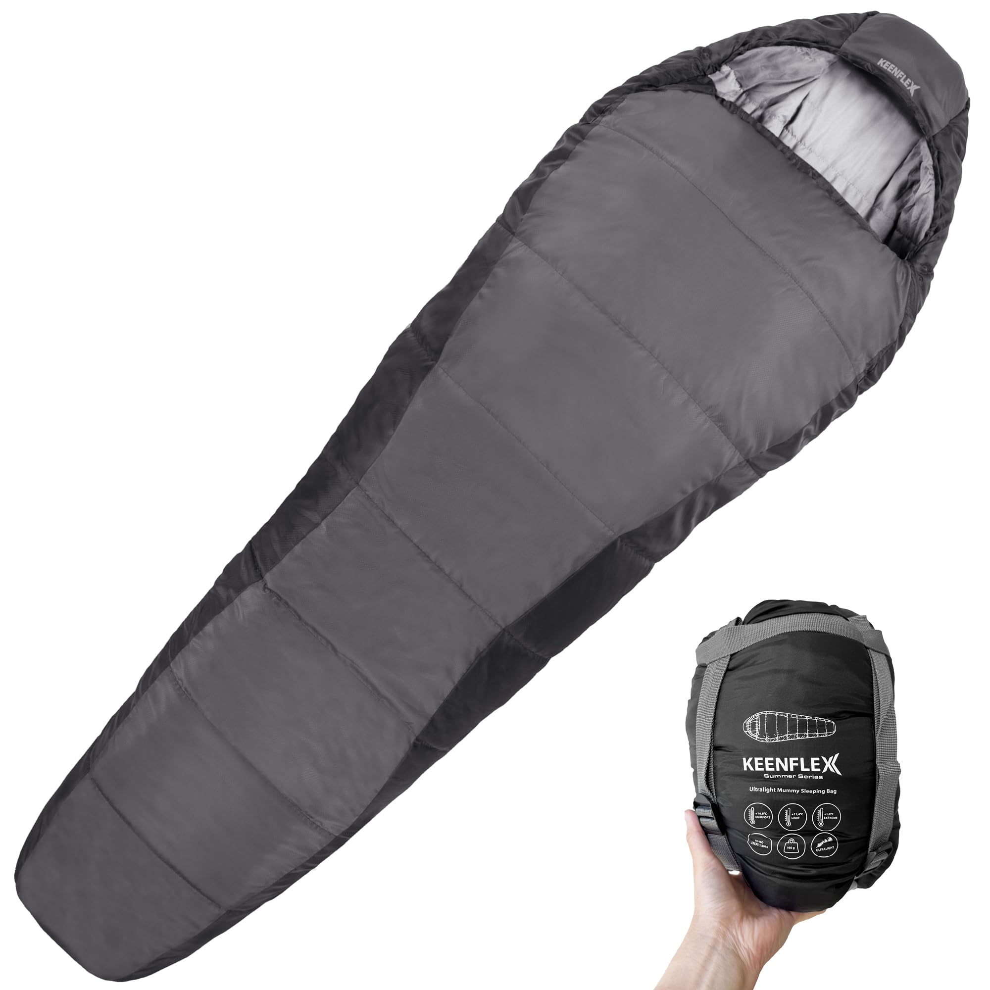 Schlafsack Outdoor 2-3 Jahreszeiten 950g/1500g Ultraleicht Mumienschlafsack kleines packmaß