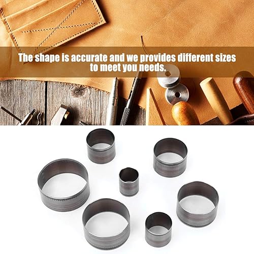 Miniatura 7 de Herramienta de perforación de cuero, 7 piezas, juego de troquelado de bricolaje de forma redonda de cuero, molde circular hecho a mano, perforador