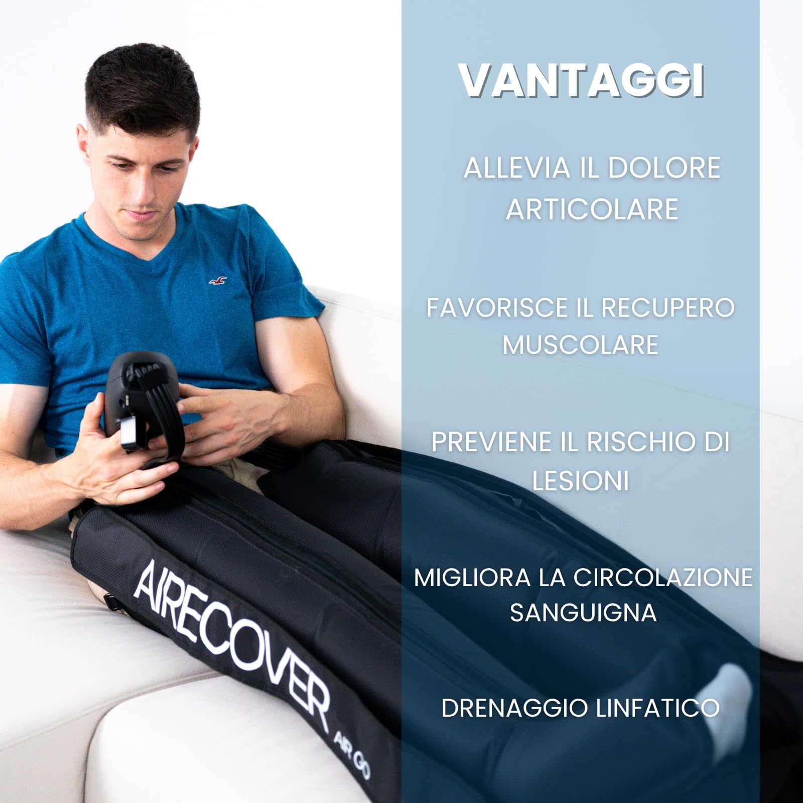 Pressoterapia Linfodrenaggio,Massaggiatore Gambe Wireless per Dolori e Circolazione, Rilassamento Muscolare & Recupero, con 4 Camere, 30-250 mmHg, 4 Modalità, Batteria 3h (L)