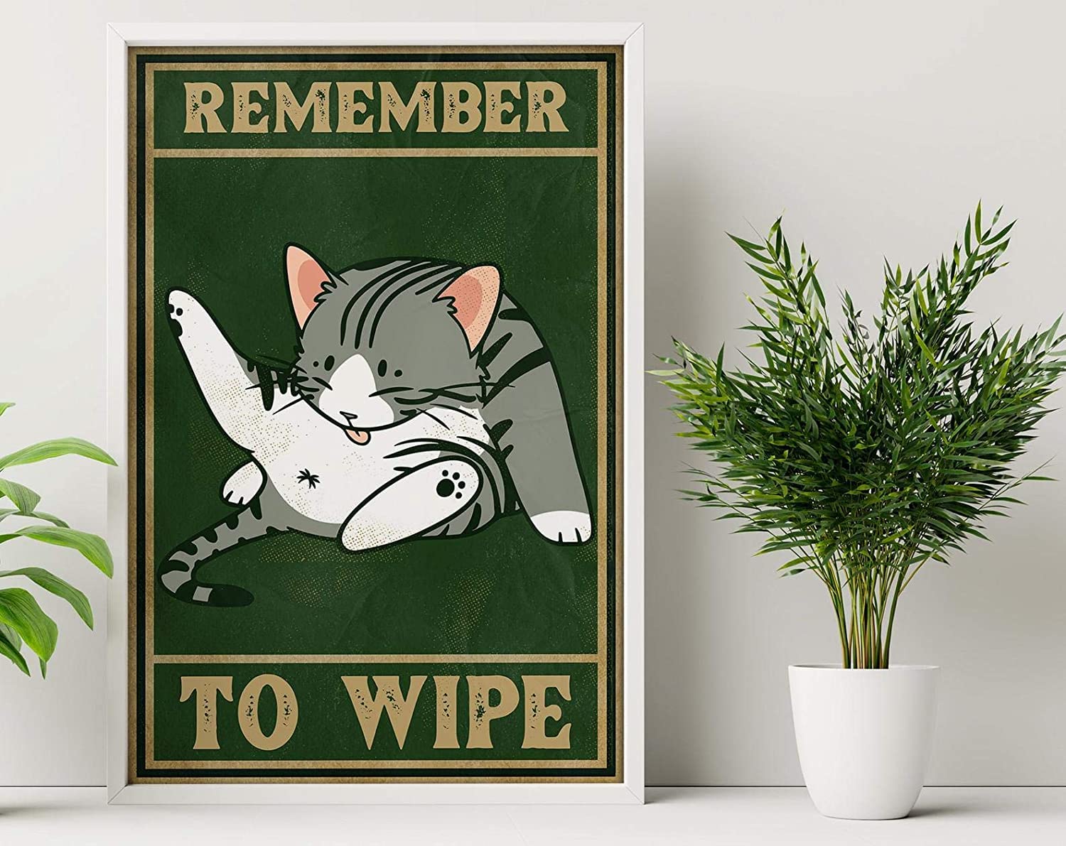 Poster In Metallo Gatto Nero – "Remember To Wipe" – Vintage Divertente – 20x30 Cm – Decorazione Parete Per Bar, Cucina, Cameretta