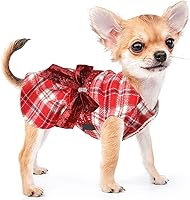 Vista 7 de Vestido suéter para perros pequeños, suéter para perros pequeños, ropa para cachorros, vestido de princesa a cuadros, ropa de ropa para festivales