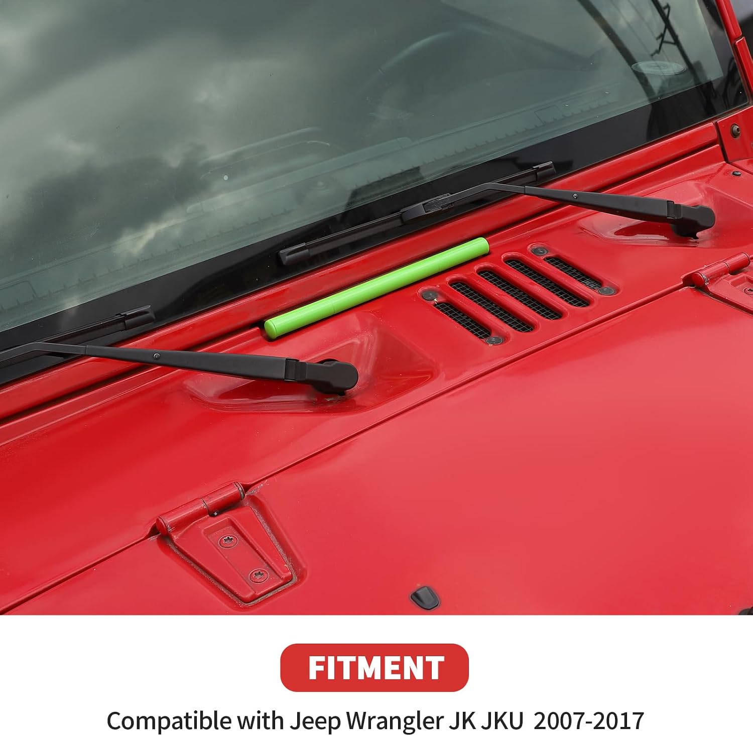 Front Window Windshield Hinge Decorative Cover Compatible with 2007-2018 Jeep Wrangler JK JKU (Green)
