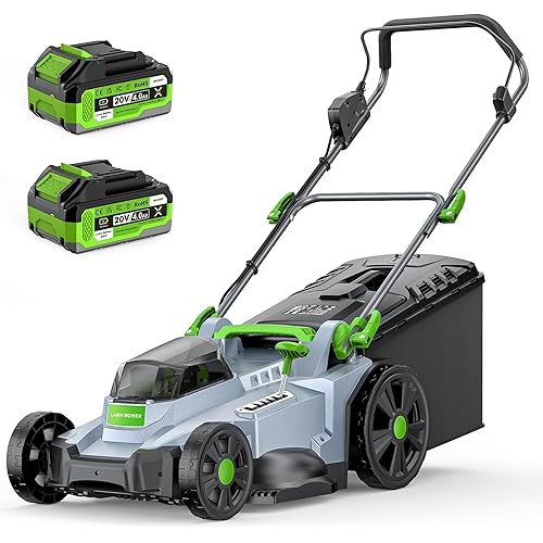 40V Cordless Lawn Mower, Electric Battery Powered 4.0Ah Walk Behind Lawnmower, 17” Cutting Width, 6-Position Height Adjustment, Bagging & Mulching Model, for Garden/Patio/Yark