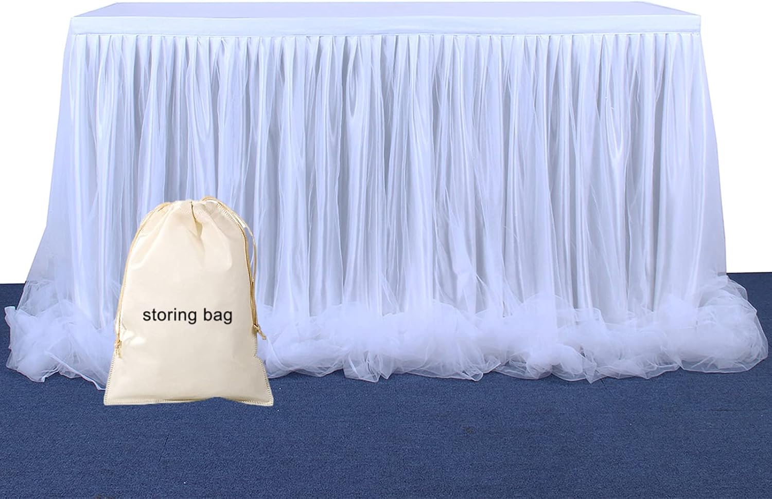 aromm Tulle Table Skirt Cover for Baby Shower Wedding Parties Table Decor 9 FT (L275cm×H77cm) White - Image 3