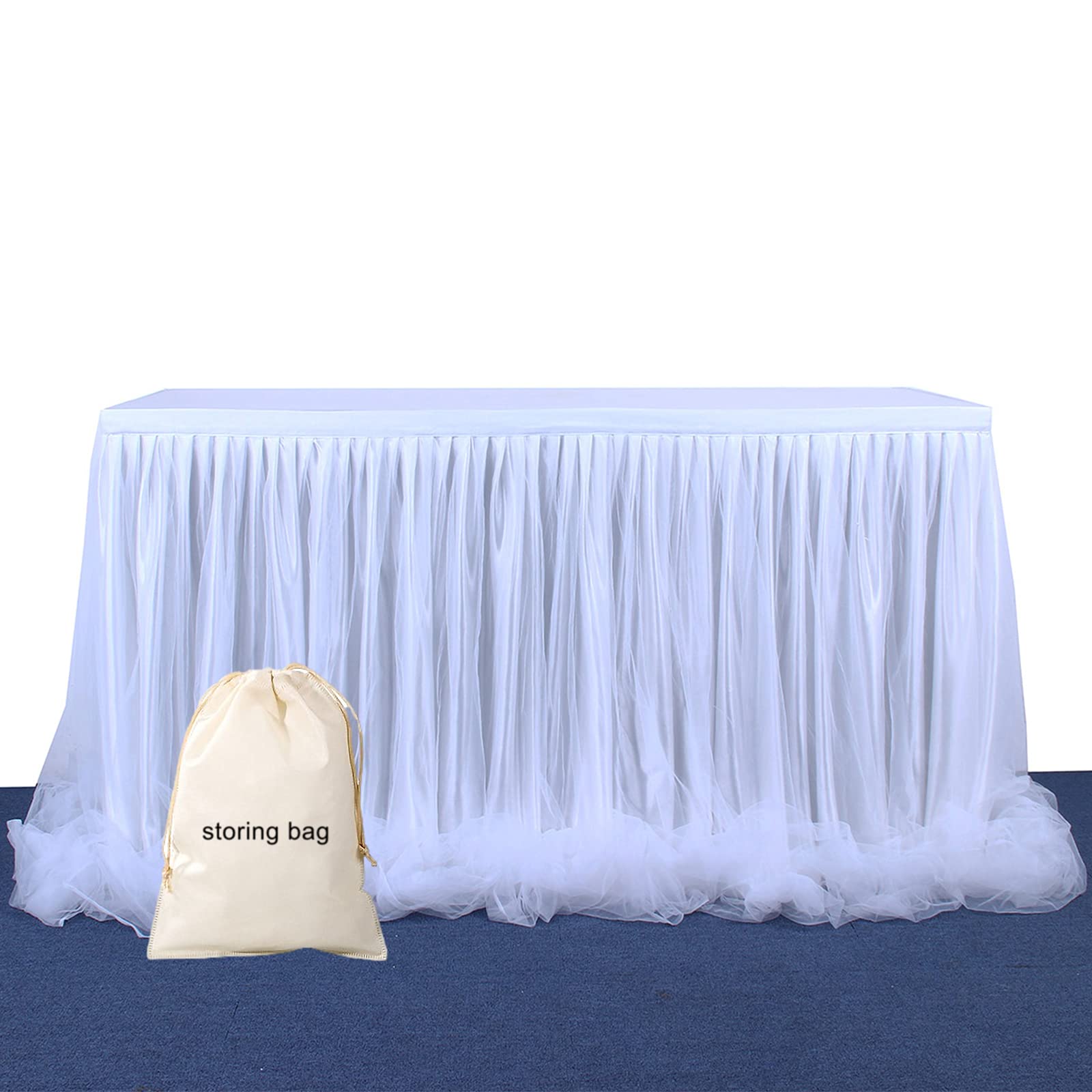 Tulle Gonna da Tavolo Copertina per Doccia per Bambini Matrimonio Parti Decorazione Bianco,14 FT (L427cm×H77cm)