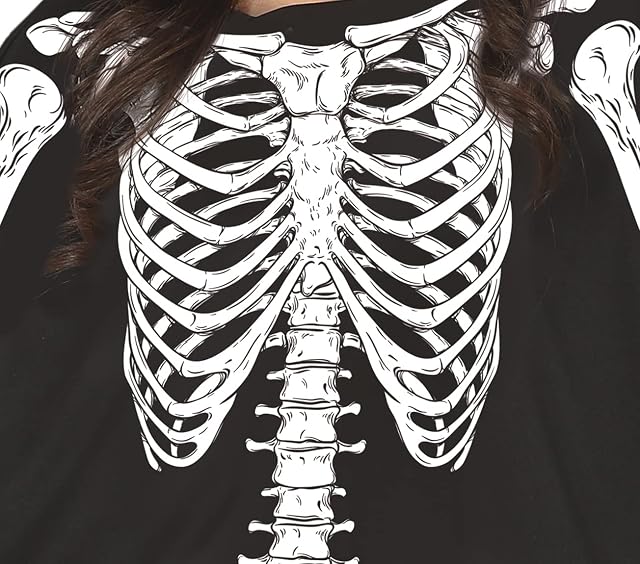 Foto 3 de 6 de FIESTAS GUIRCA Disfraz de Poncho Negro con Estampado Esqueleto para Mujer Adulta Talla Única