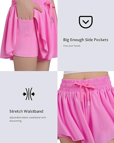 Miniatura 2 de HASMES Pantalones cortos de mariposa para niñas, pantalones cortos atléticos fluidos para correr, bailar, animar 5-14 años