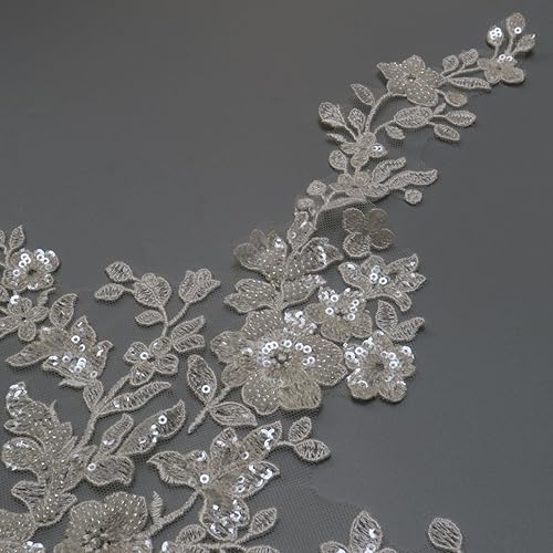 Miniatura 8 de G-RUI 1 yarda de lujo con cuentas de encaje bordado apliques para vestidos de novia apliques de encaje de diamantes de imitación parches de encaje