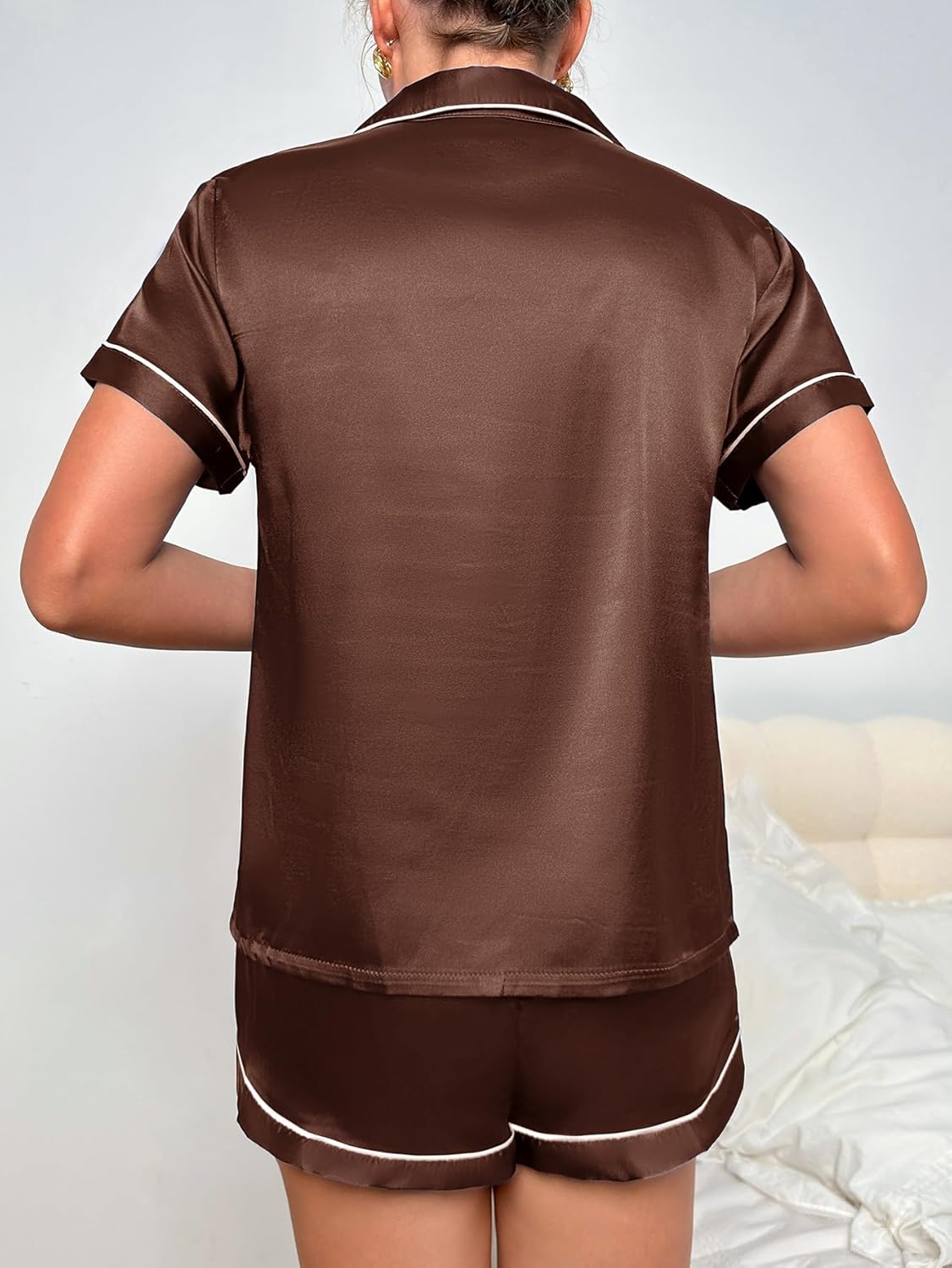 Women's Pajamas Set Button Down Shorts Sleepwear 2-Piece Ladies Pj Loungewear - Image 2