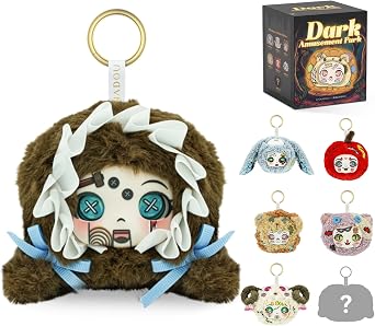 Blind Box Plush Keychain with ABS Face 6 Random Circus Character, Dark Amusement Park Series Gothic Collectible Mystery Box Blind Accessory Gifts for Collectors Women Ages 18+ Birthday Christmas, 1PC
