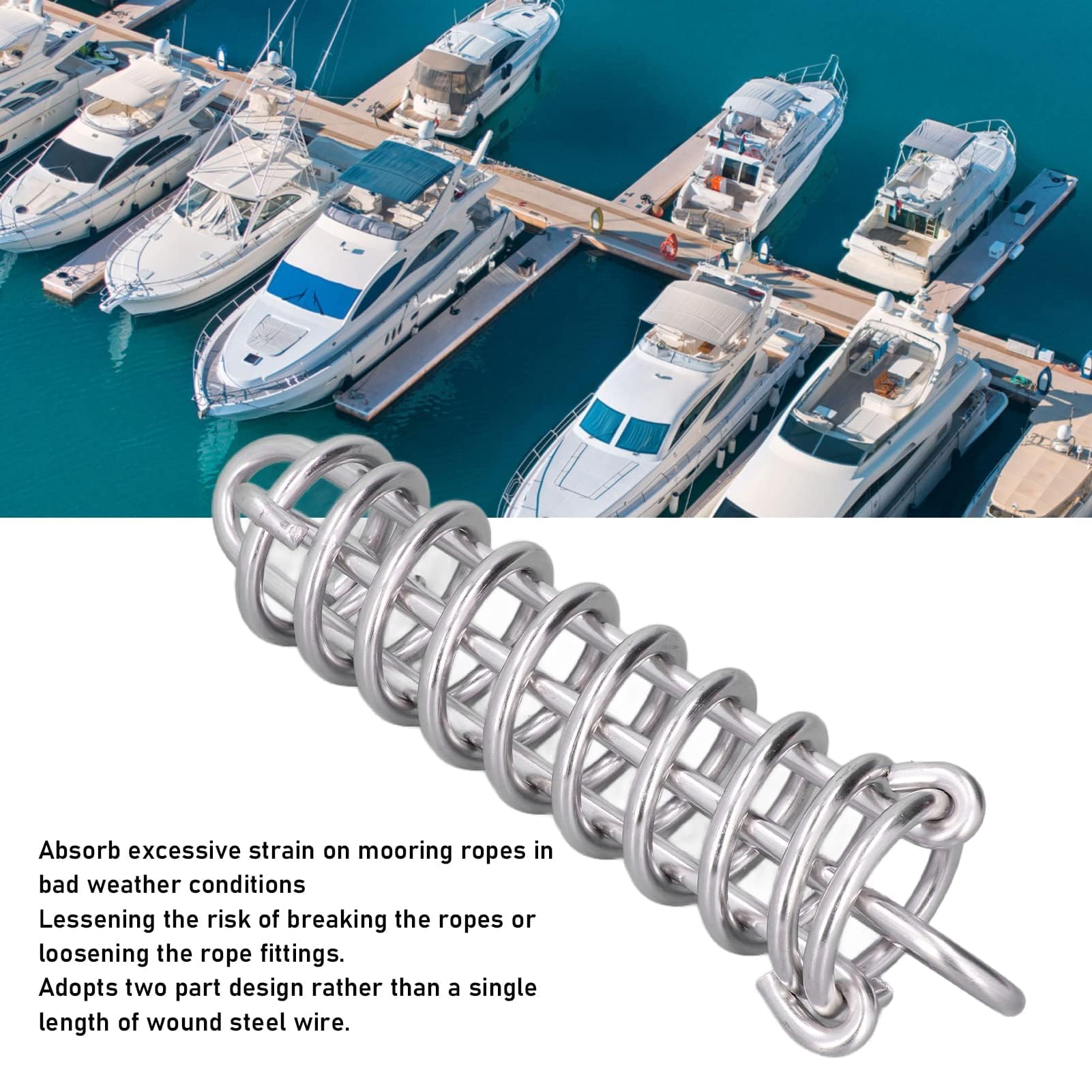 Molla di Ormeggio, Molle di Ormeggio per Ormeggio per Barche a Molla Ammortizzanti in Acciaio Inossidabile 11x405mm per Yacht per Barche
