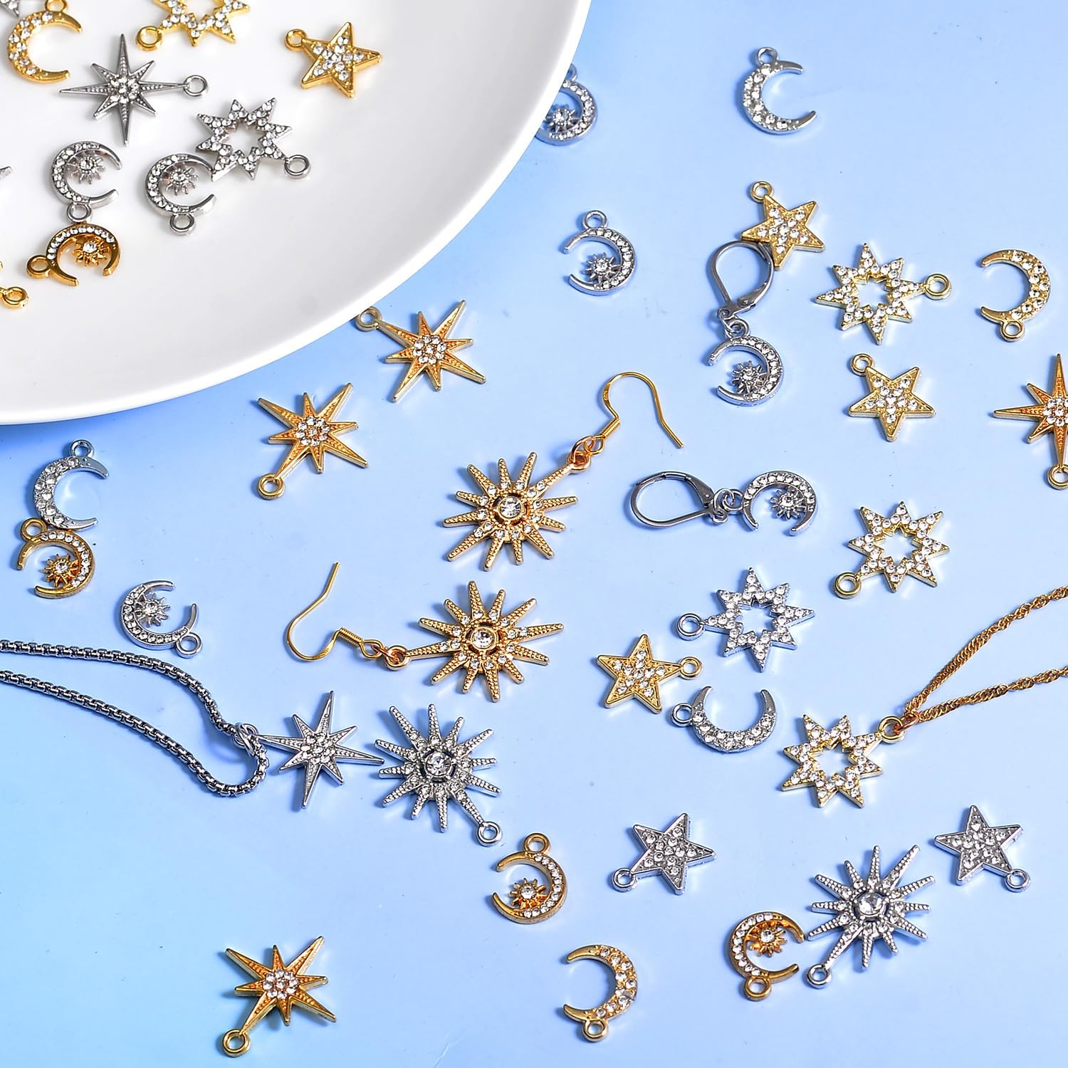 stino Jewelry Celestial Charms Set, Moon Star Sun Pendants image 3