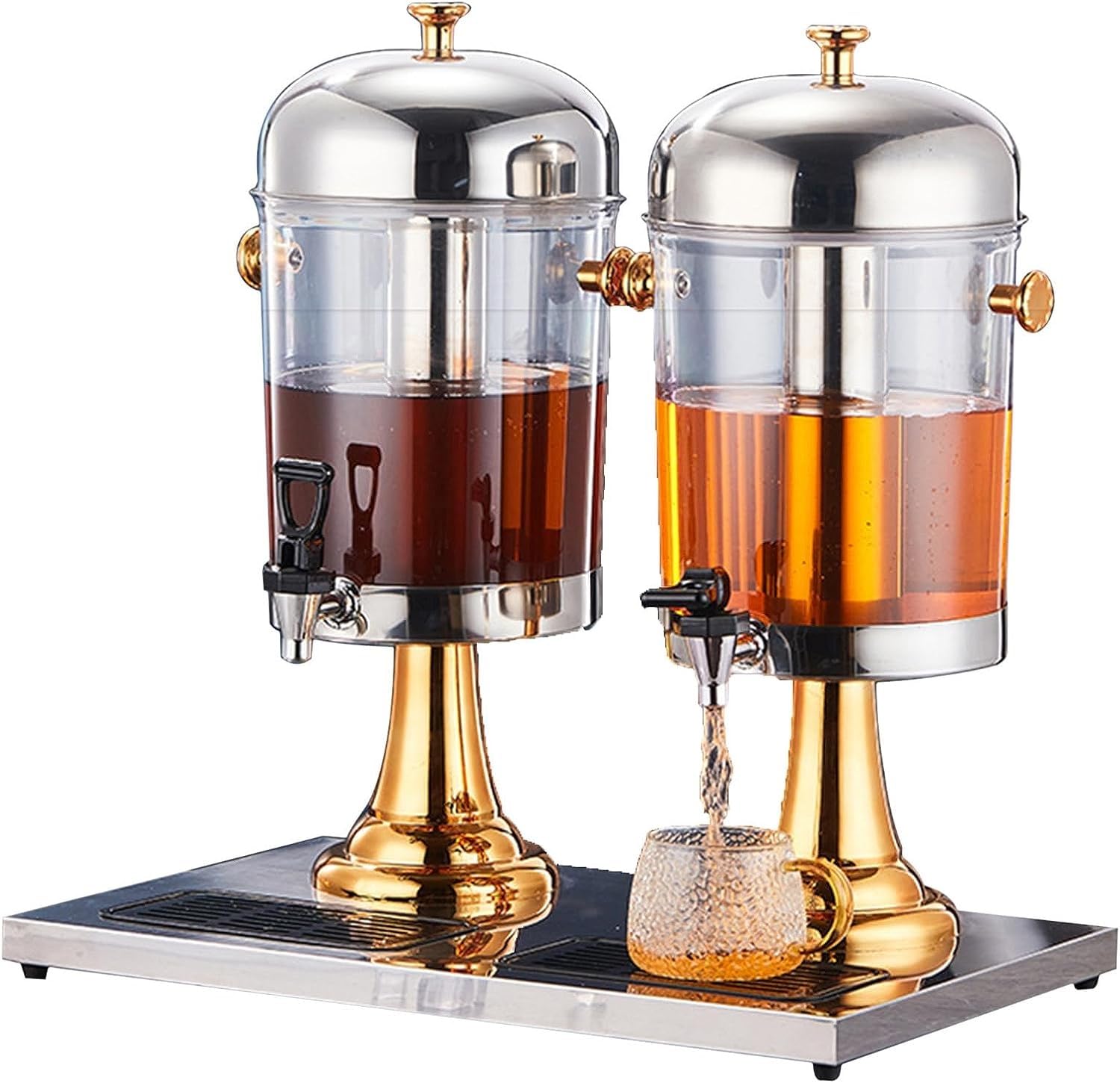 JYBNBBE Drink dispensers for Parties, Stainless Steel Juice Beverage Dispenser, 8/16/24L Catering Drinks Fountain, for Juice Tea Lemonade Iced Coffee (Gold 16L)