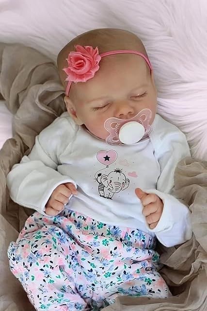 JIZHI Poupées de bébé réalistes - Poupées de bébé réalistes de 17 po avec corps souple, poupées de bébé réalistes en vinyle complet, poupées de vie réelle pour filles avec kit d'alimentation dans une boîte cadeau