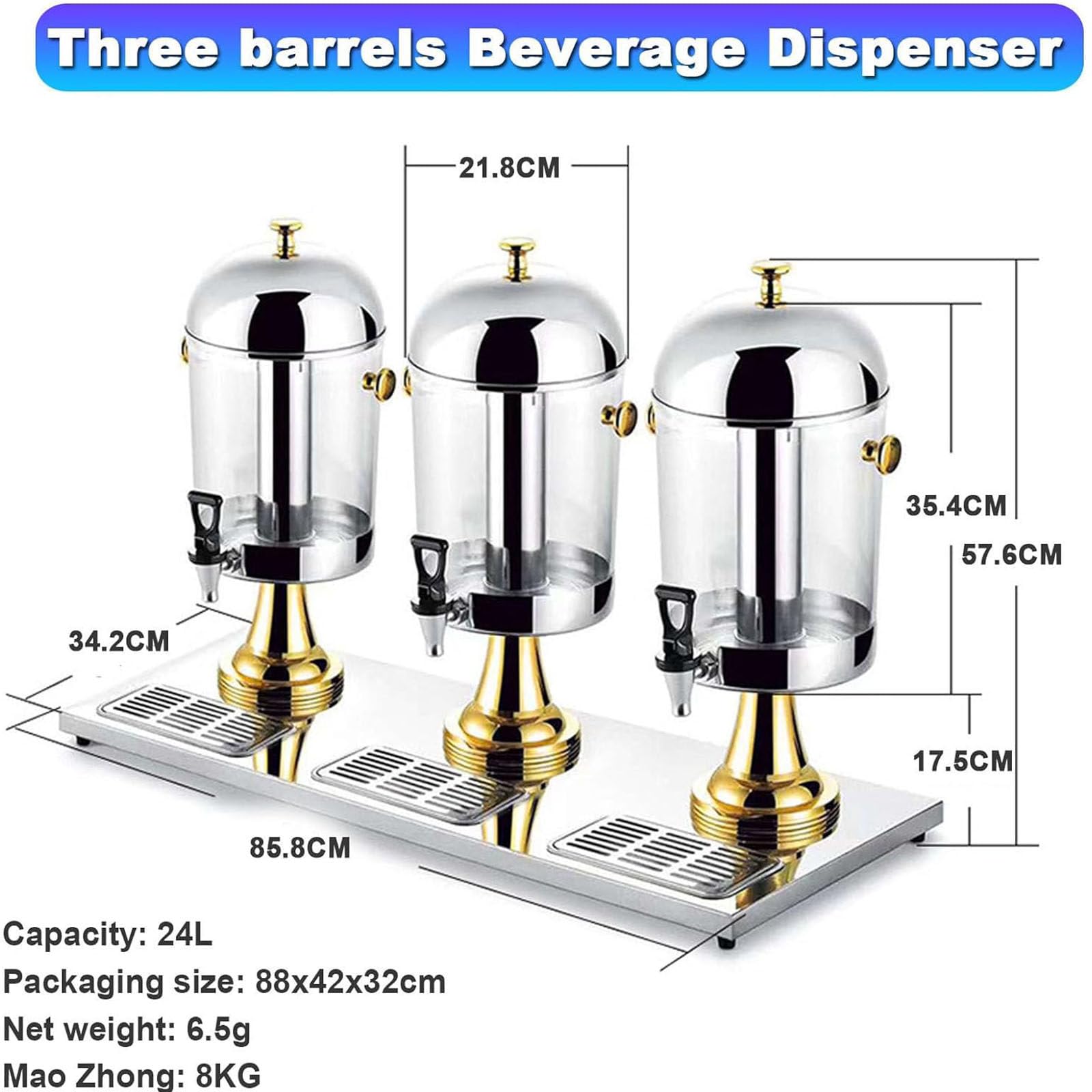 Distributore Succhi Commerciali,Macchina Bevande Fredde Acciaio Inos Doppia Temperatura Calda E Fredda,Distributori Bevande in Vetro Trasparente per Colazione a Buffet Bar Hotel,Silver