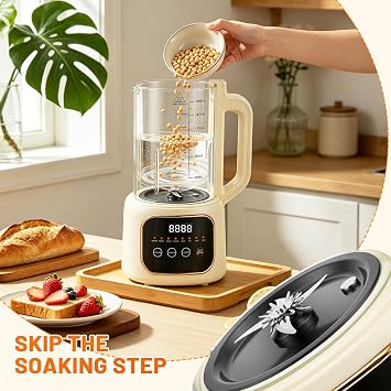 Nut Milk Maker, 8 in 1 Multi Functional Automatic Soy Milk Maker Machine, 54oz (1600ml) Homemade Milk Maker, 20 Blades Makes Almond/Oat/Plant/Juice, with Self-Cleaning, Boiling Water and Keep Warm