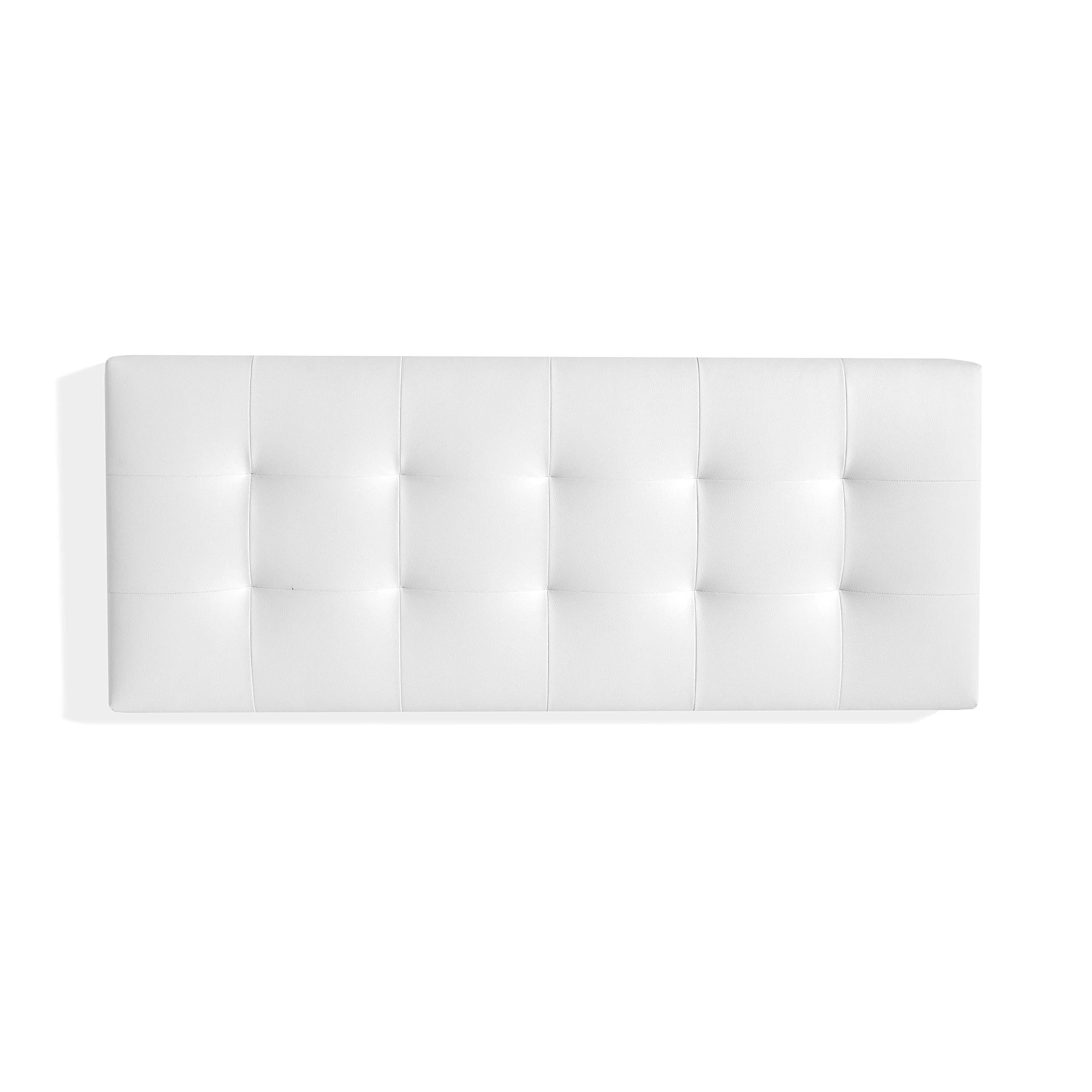 MOMMA HOME Cabecero de Cama en Polipiel - Modelo RESQUA - Cabecero tapizado en ecopiel - Cabecero Acolchado - Incluye herrajes para Colgar - 9cm Ancho - Cabezal Dormitorio (White, 150 x 60 x 9 cm)