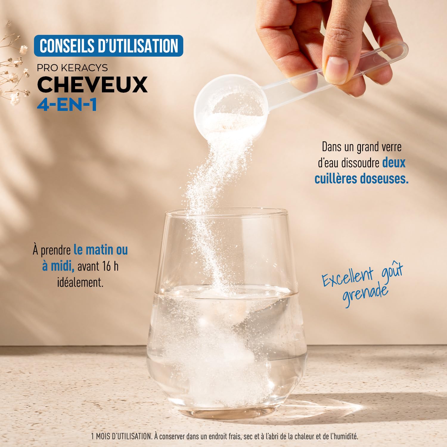 Granions Pro Keracys Cheveux 4en1 300 g | Complement Alimentaire Cheveux - Collagene Marin, Biotine, Selenium, Keratine, Zinc, Vitamine B6 - Grenade - 300g