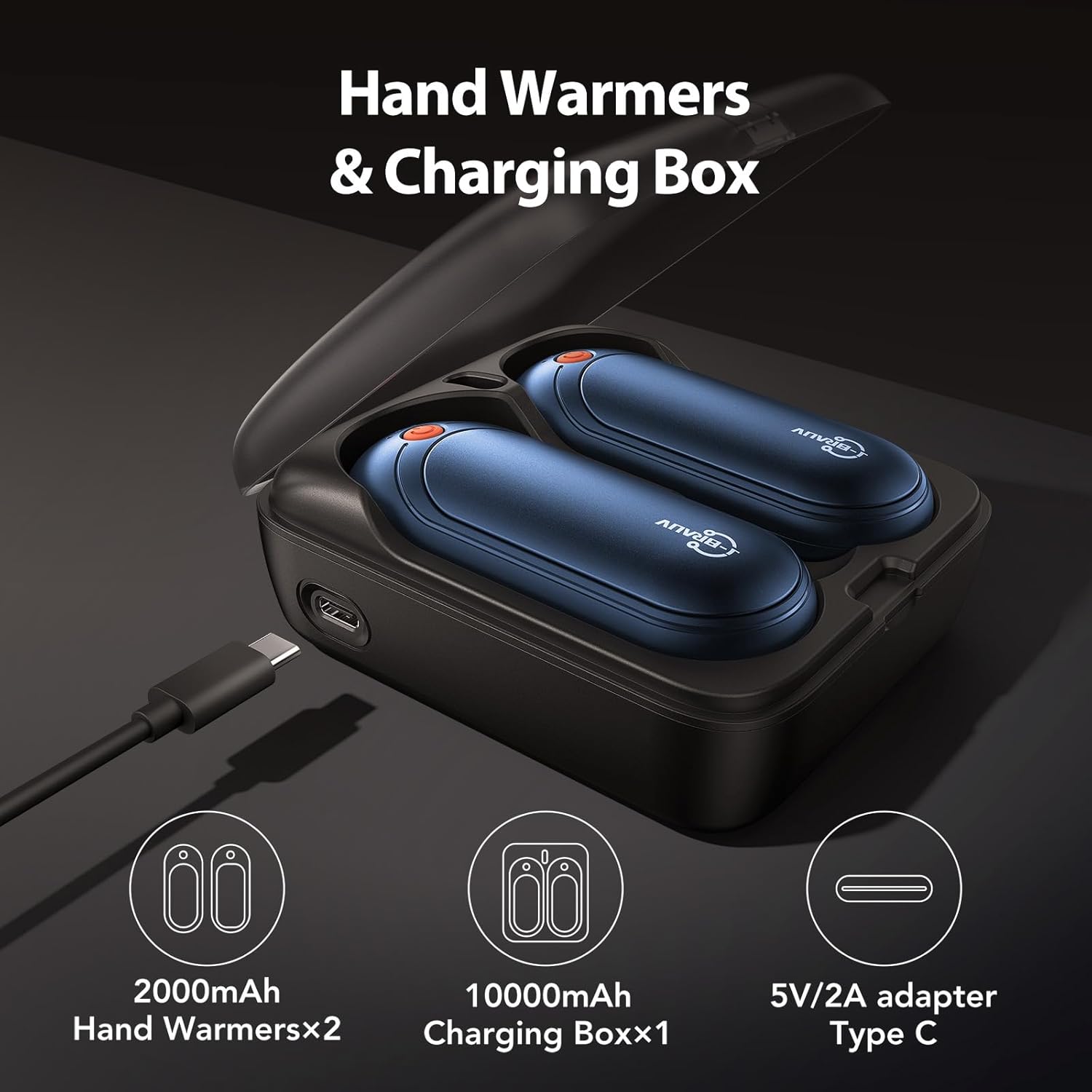 Hand Warmers Rechargeable 2 Pack,5 Levels Double Sided Heating Electric Hand Warmer with 10000mAh Charging Case Portable Pocket Heater Gifts for Christmas Winter Outdoor Golf Hunting Camping - Image 5