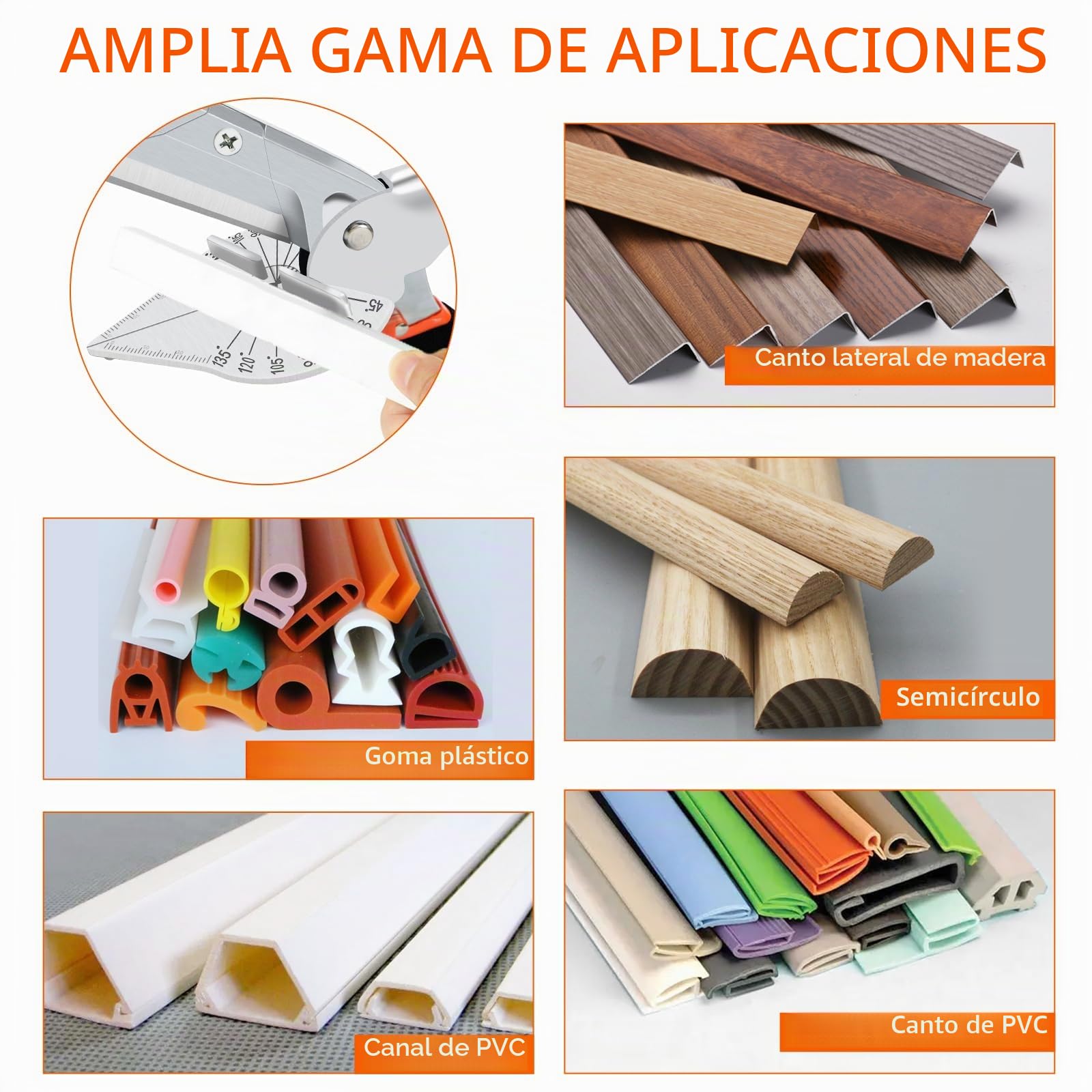 FLORA GUARD - Tijeras de inglete para corte preciso en plástico, goma y madera, ajustables de 45 a 135 grados, con 10 cuchillas de repuesto