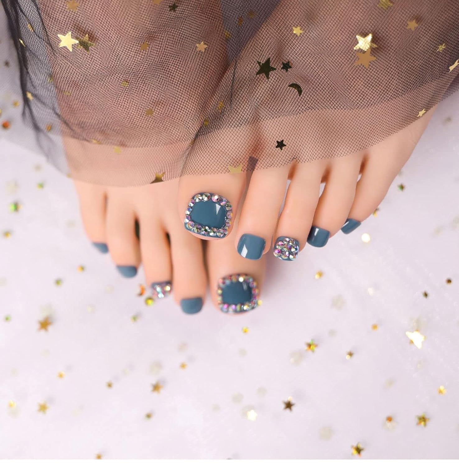 Full Cover Short False Nails Glitter Design Press Artificial Nail Art Tip
