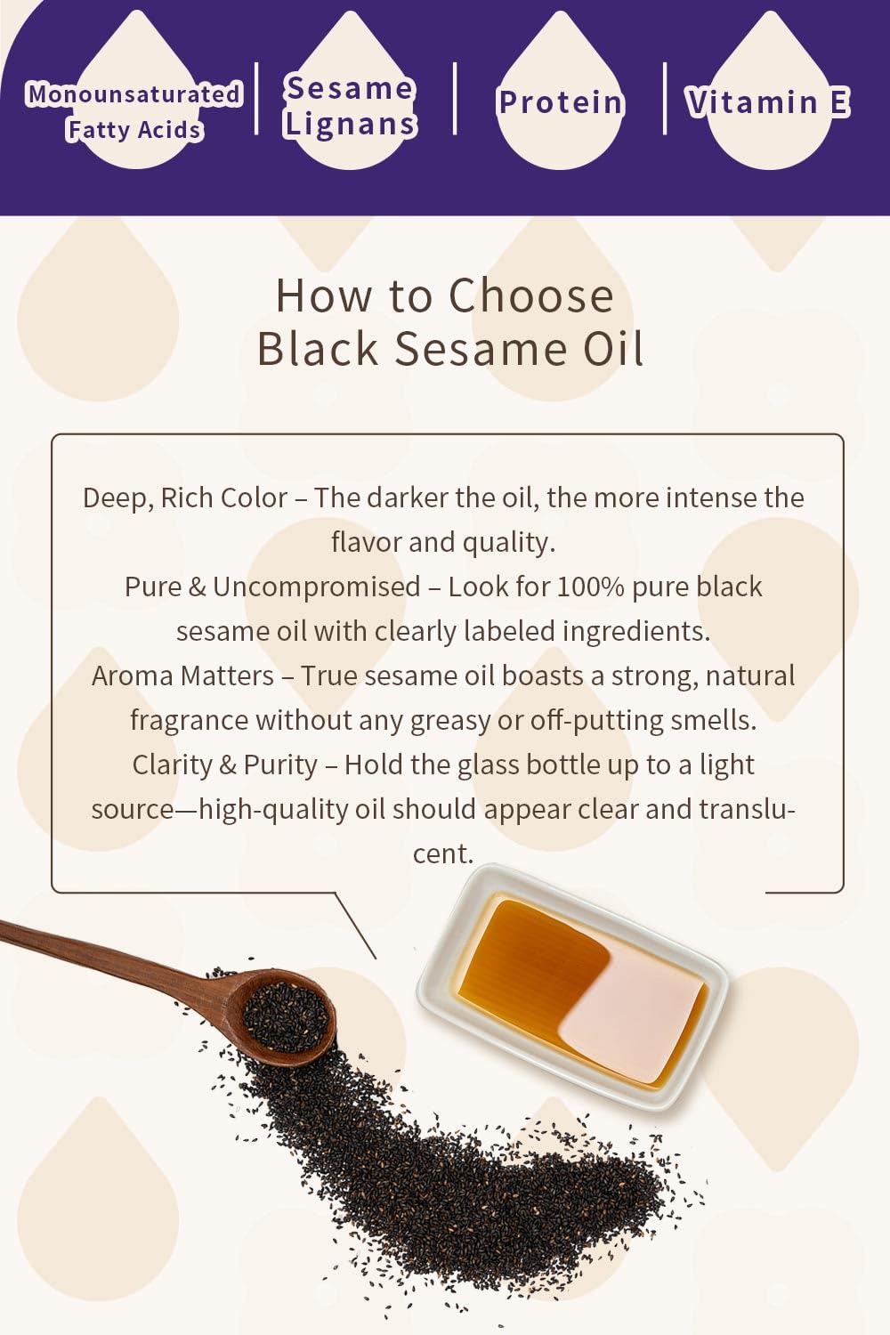 Mei Shan Tea Seed Oil Black Sesame Oil from Taiwan, Pure Kala Til Oil, Cooking Oil, 500ml