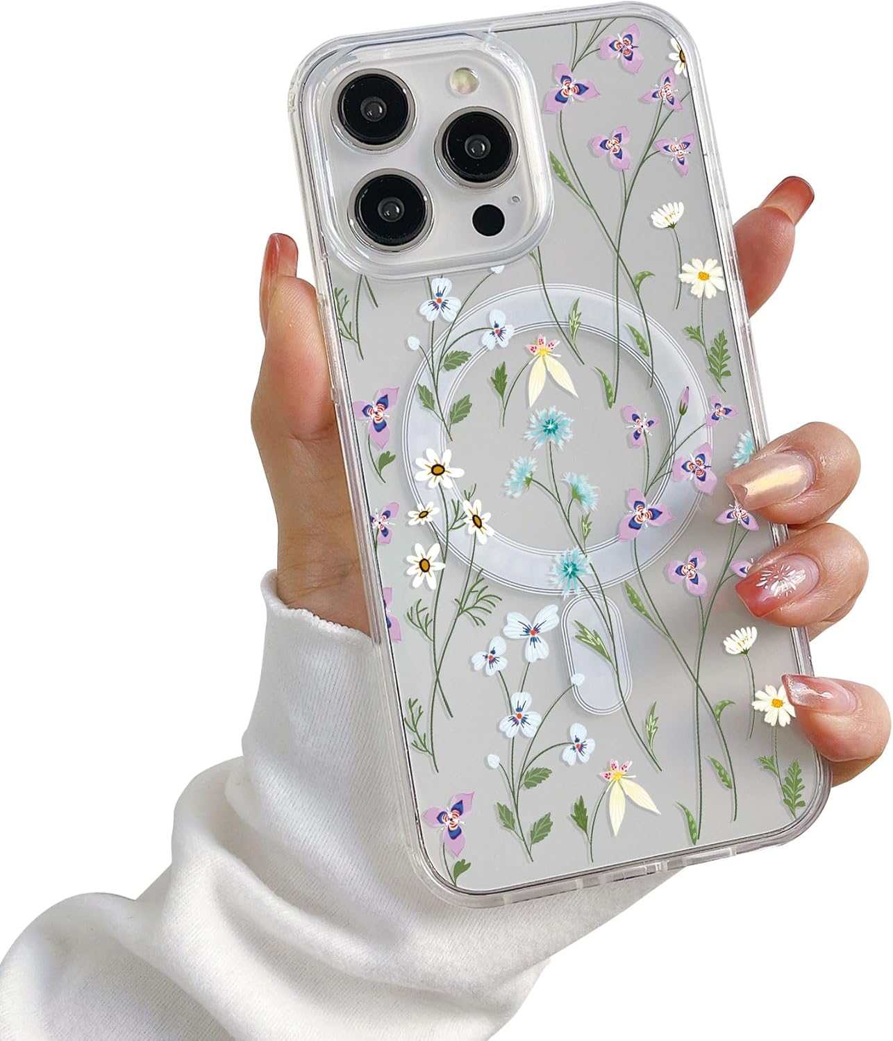 Amazon.com: XEEQKASE Magnetic Case for iPhone 16 Pro,Slim Floral Flower ...