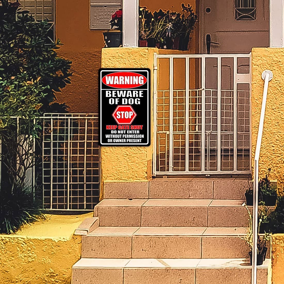 Beware Of Dog Tin Sign Garden Warning Beware Of Dog Signs For Fence Dogs  Decor Security