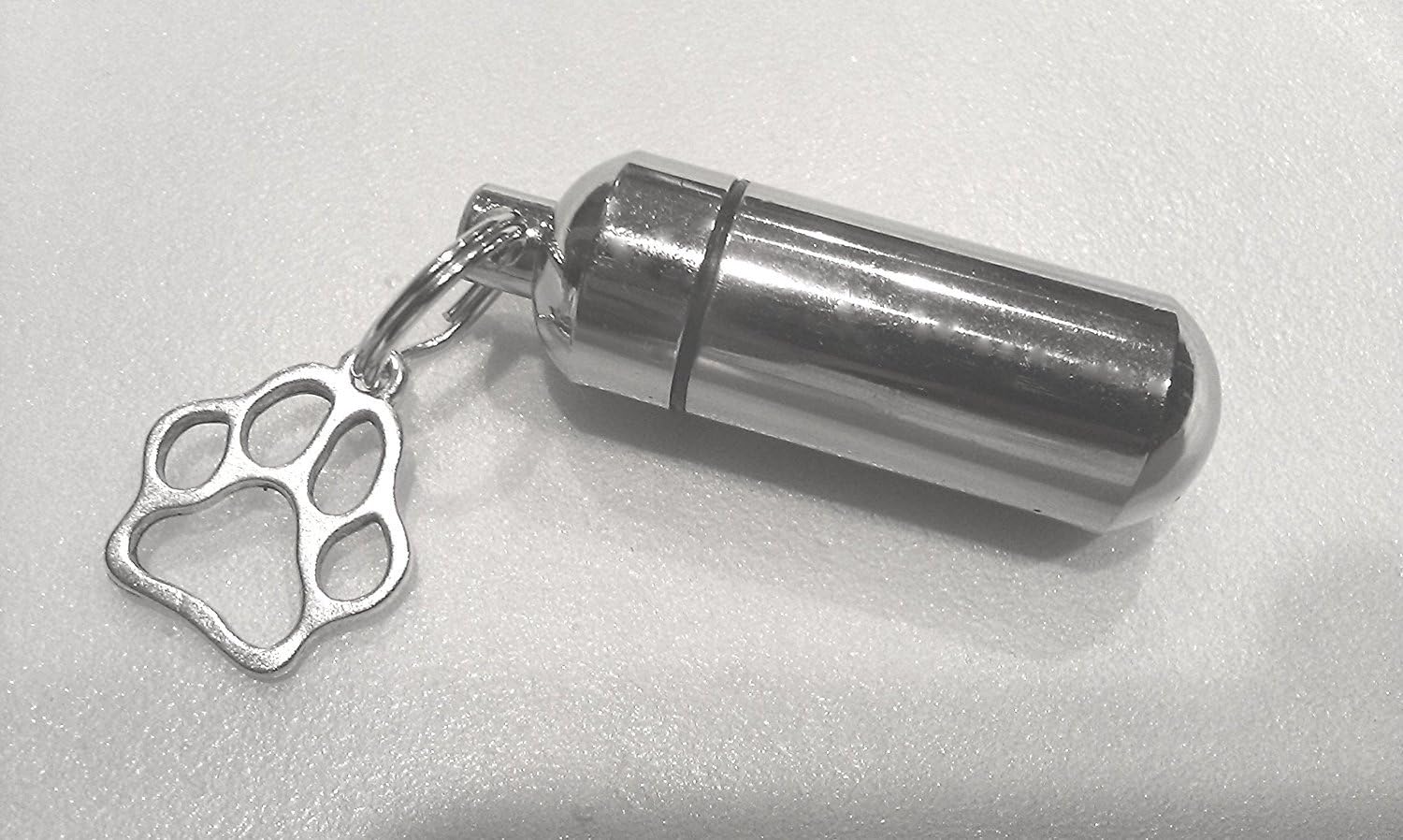 Pasco Specialty Products Companion Set of Two Pet Cremation Urn Keychain Keepsake with Large Silver Paws - Includes Velvet Pouch & Fill Kit