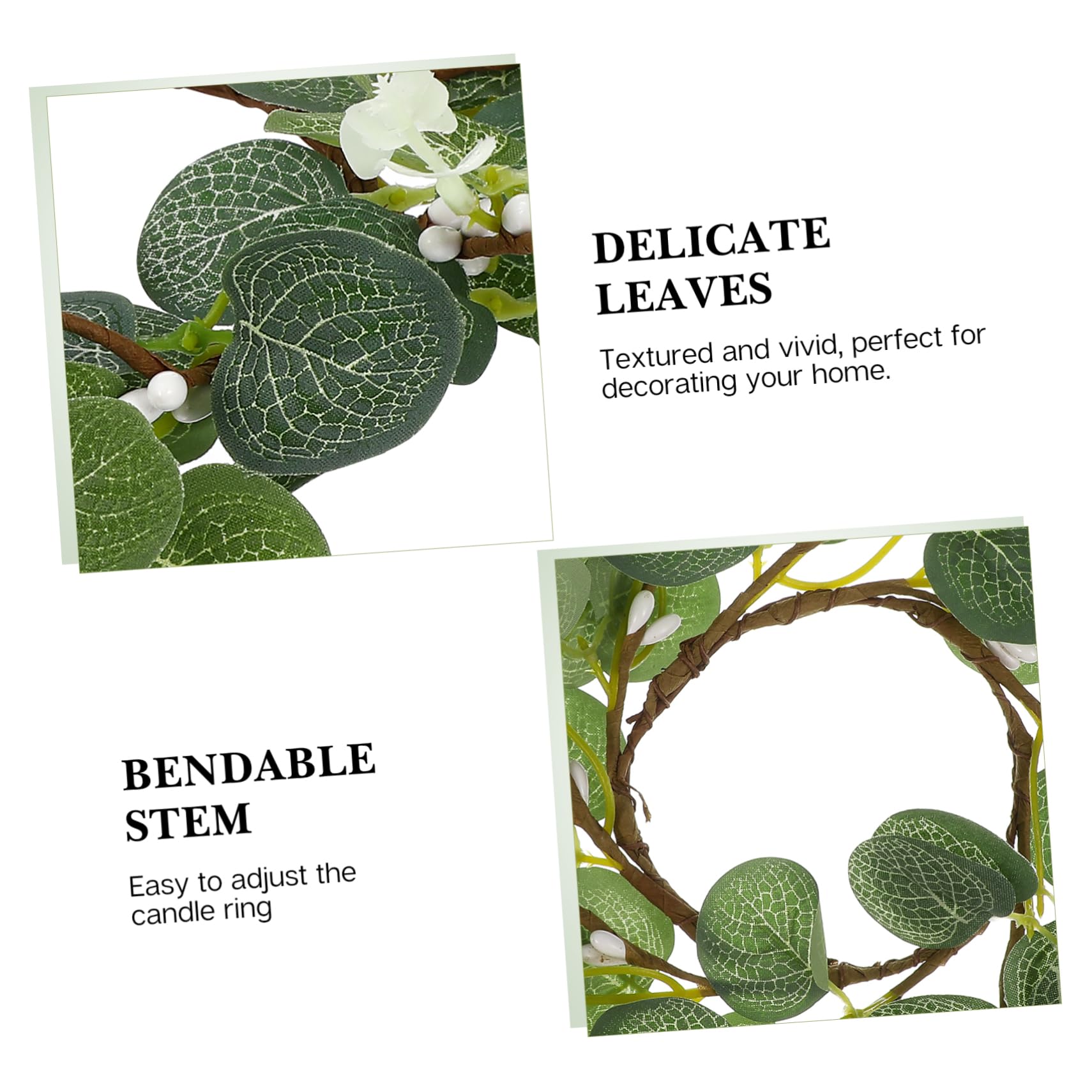 Cabilock 3 Sätze Eukalyptus-Kranz Kleine Kränze Für Schränke Kerzenkranz Aus Grünem Blatt Miniaturkränze Kerzenständer, Kränze, Ringe Kleiner Osterkranz Green Kunststoffstange 4 Stück * 3