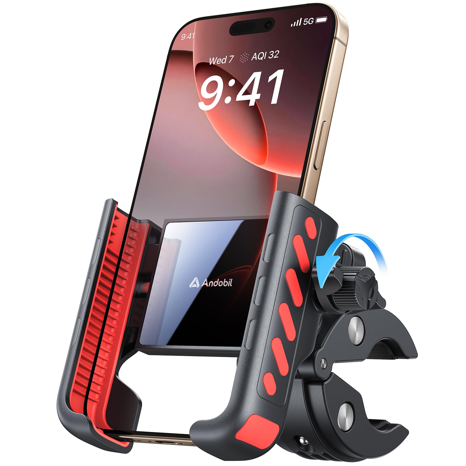 andobil Stabile Handyhalterung Fahrrad – Schockabsorbierend metallklemme Universal Handyhalterung Motorrad 360° Handyhalter Fahrrad für iPhone 16/15/14 Pro Max Samsung S25