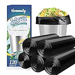 1.6 Gallon 120 pcs Small Black Trash Bags, Strong 1.3 Gallon 1.5 Gallon 1.6 Gallon Garbage Bags, Bathroom Trash Can Bin Liners,Mini Bags Waste Basket Liner,Fit 5-6 Liter, 1.6 Gal-Black-120