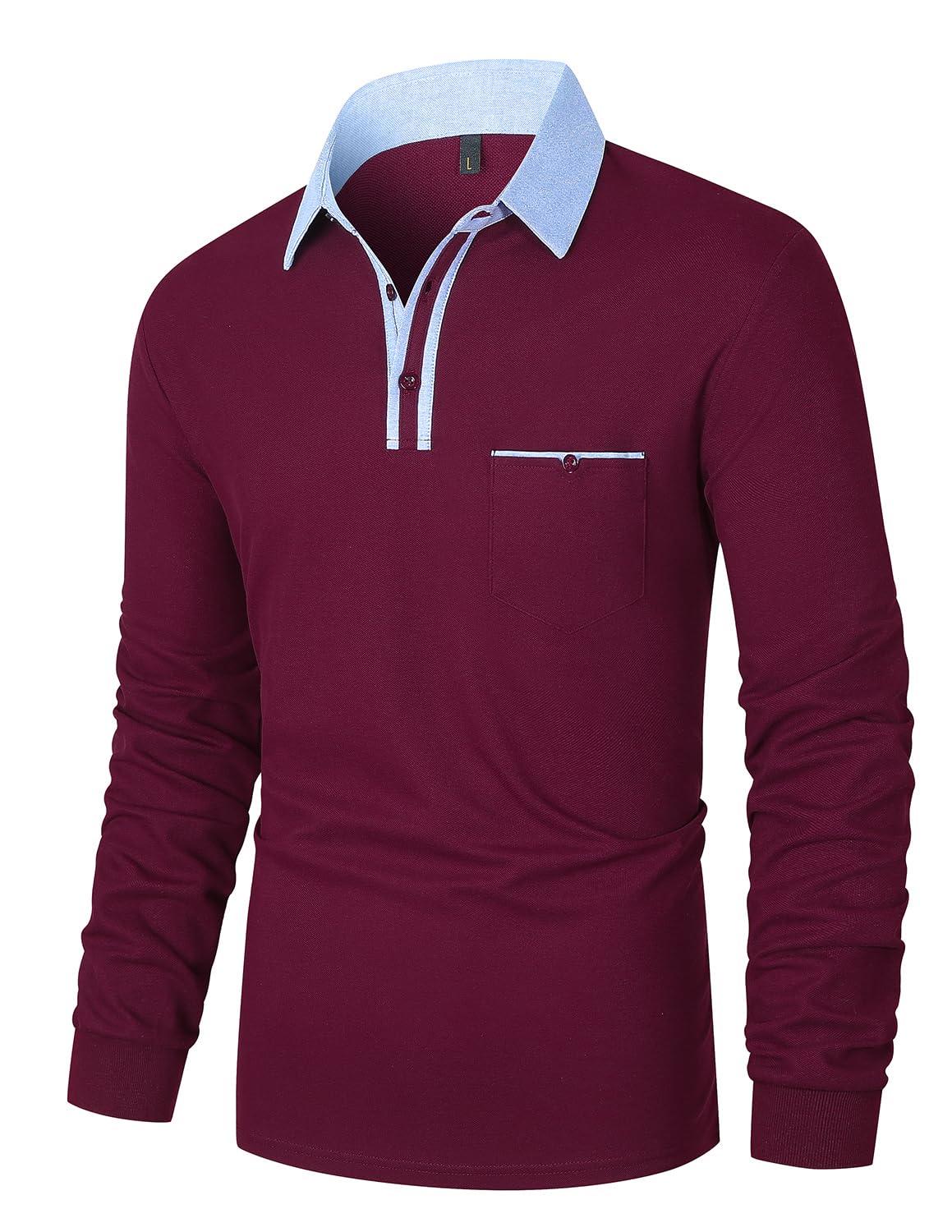LIUPMWE Maniche Lunga Polo Uomo Pure Cotone Classic Basic Comfort Fashion Sport Top