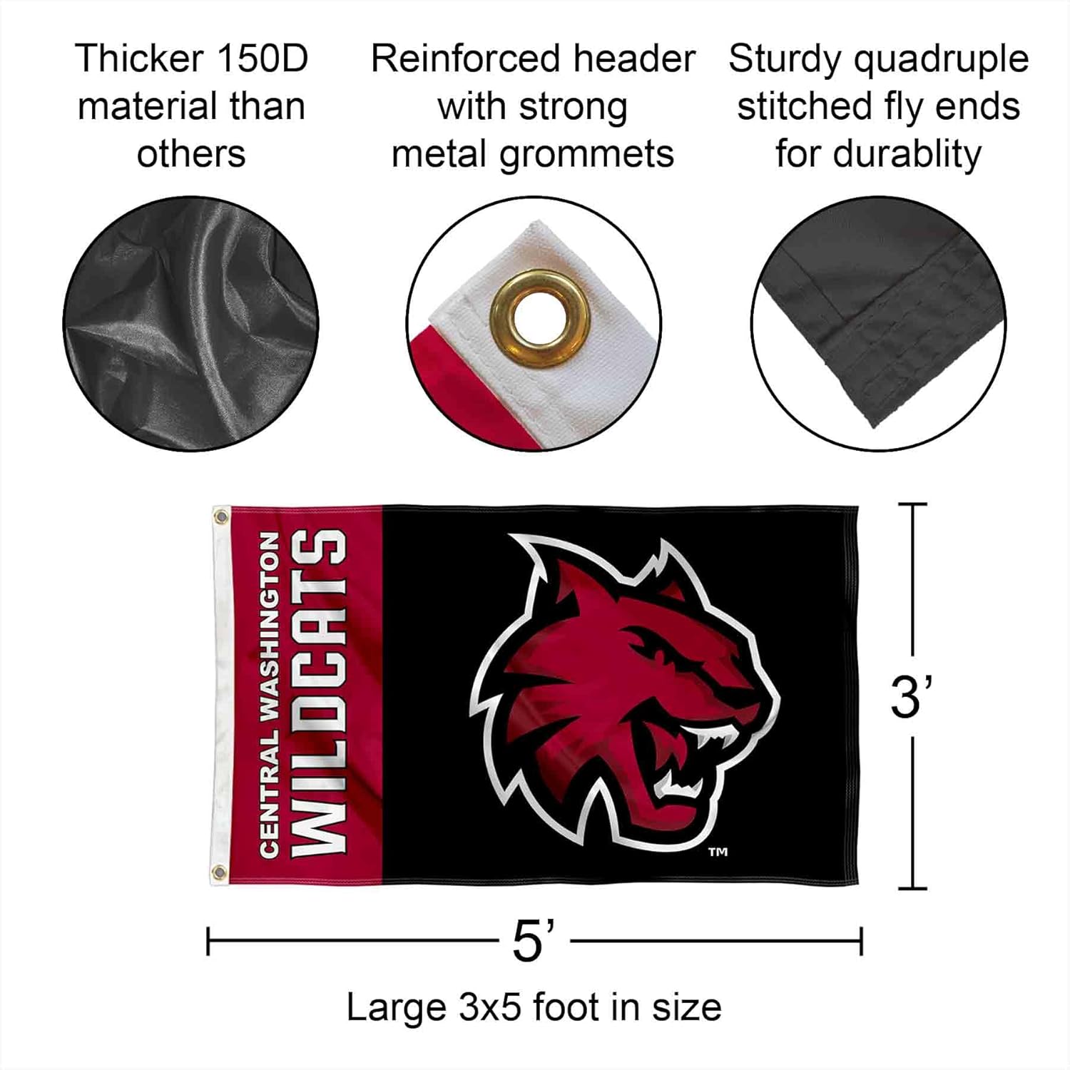 Central Washington Wildcats Flag