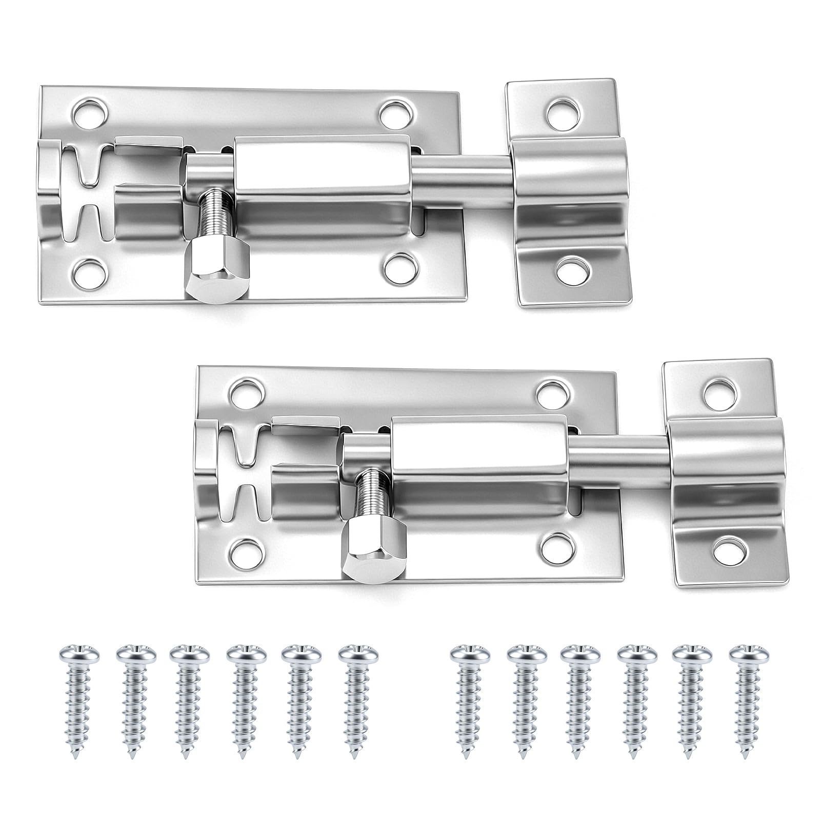 Door Bolts Lock Latch, 2 Pack Stainless Steel Sliding Bolt Latch Lock,Small Plate Latches For Securing Internal Doors For Bedrooms, Bathrooms, 751717041533