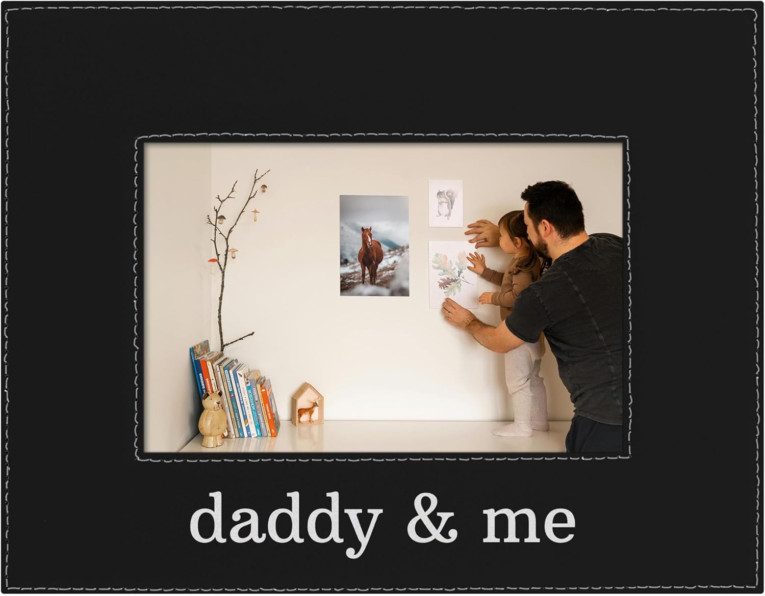 ThisWear Dad Frame Daddy & Me Dad And Son Frame 4x6 Leatherette Photo Frame Black