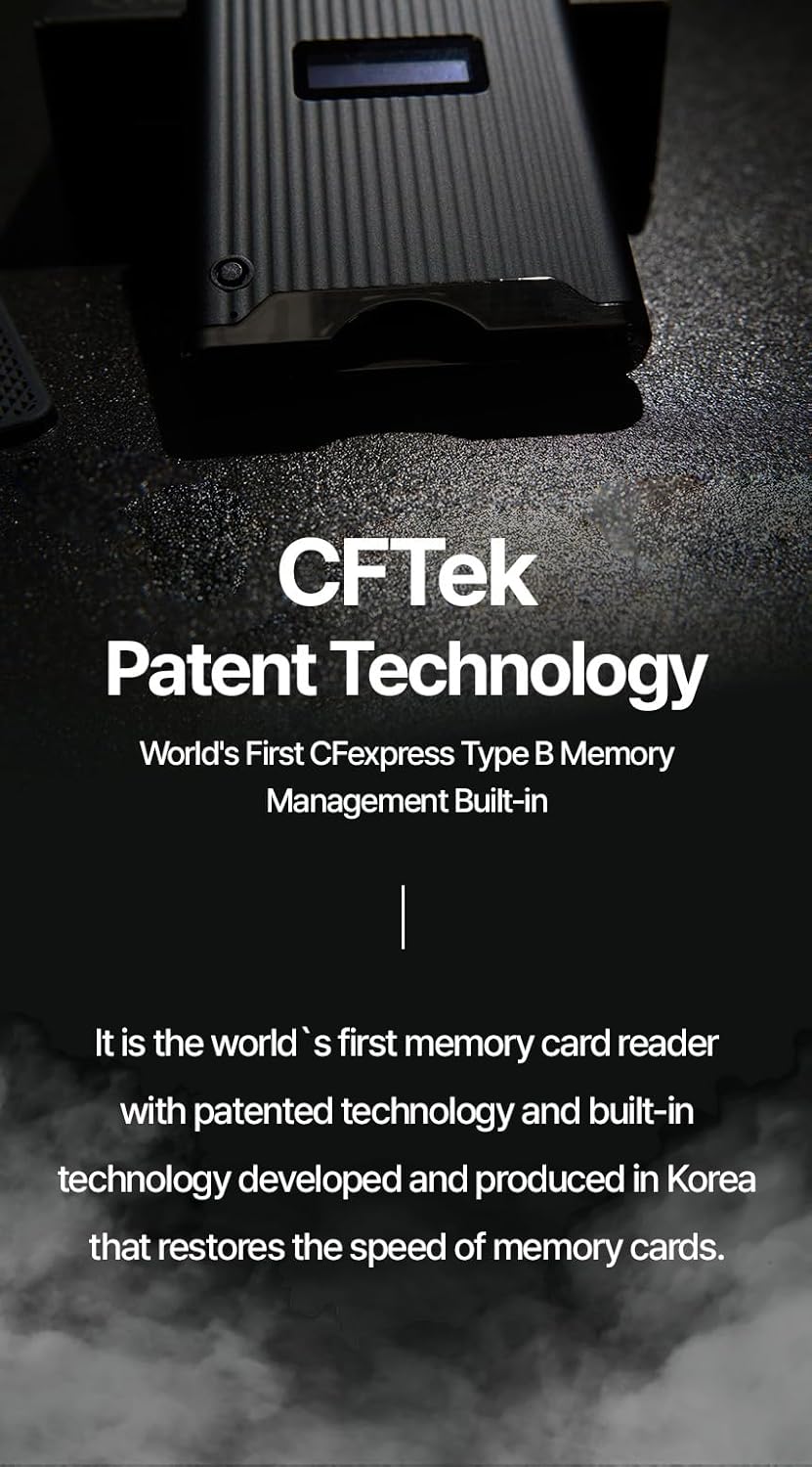 CFTek CFexpress Type B Card Reader with Temp & Health Monitor | High-Speed 20Gbps Data Transfer | Data Restore Tool for Professional Photographers & Videographers