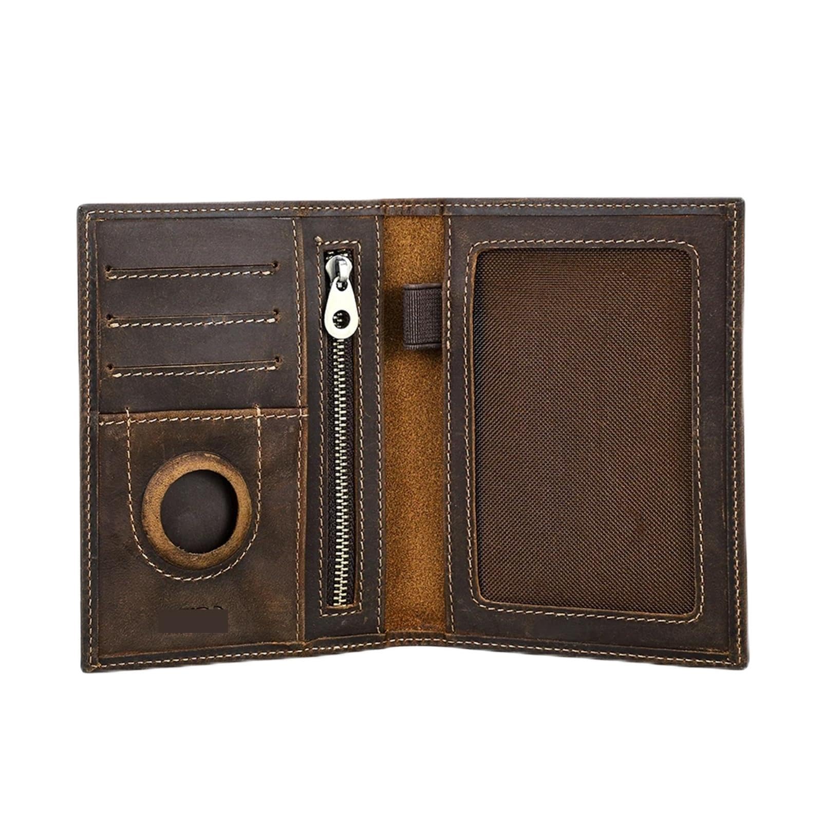 Reisepasshülle aus Leder mit Airtag-Hülle, Stift- und Kartenhalter, Reisepasshülle(Coffee)