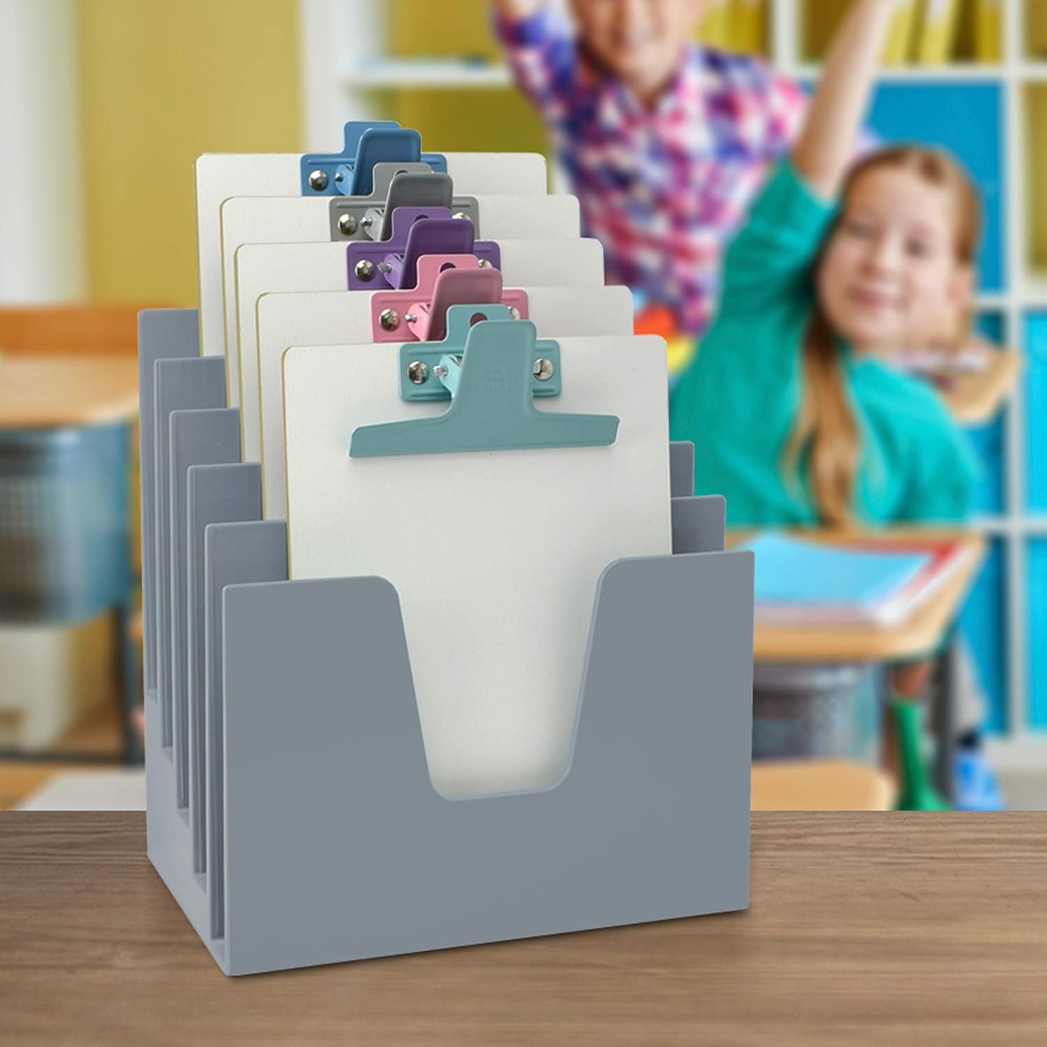 Acrimet Incline Desk File Sorter Step 5 Sections Heavy Duty (Silver Color) : Office Products