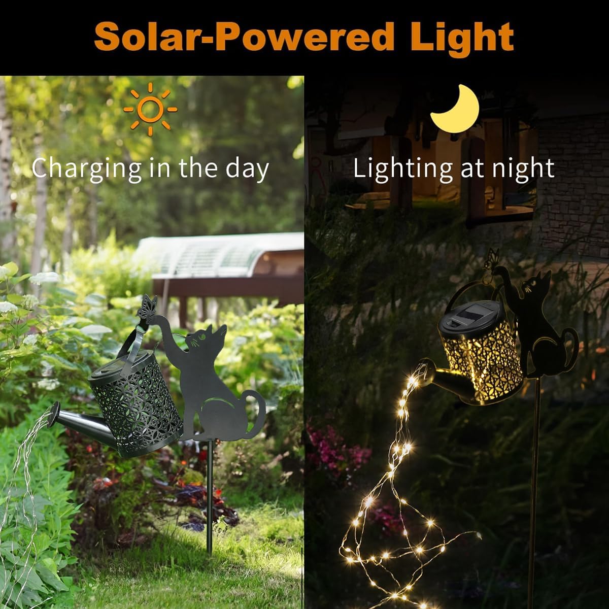 Black Cat Gifts - Solar Cat Garden Statue,Black Metal Garden Decor,Yard Decor Stakes with Lantern, Gifts for Women Mom and Grandma or for Cat Lovers - Image 3